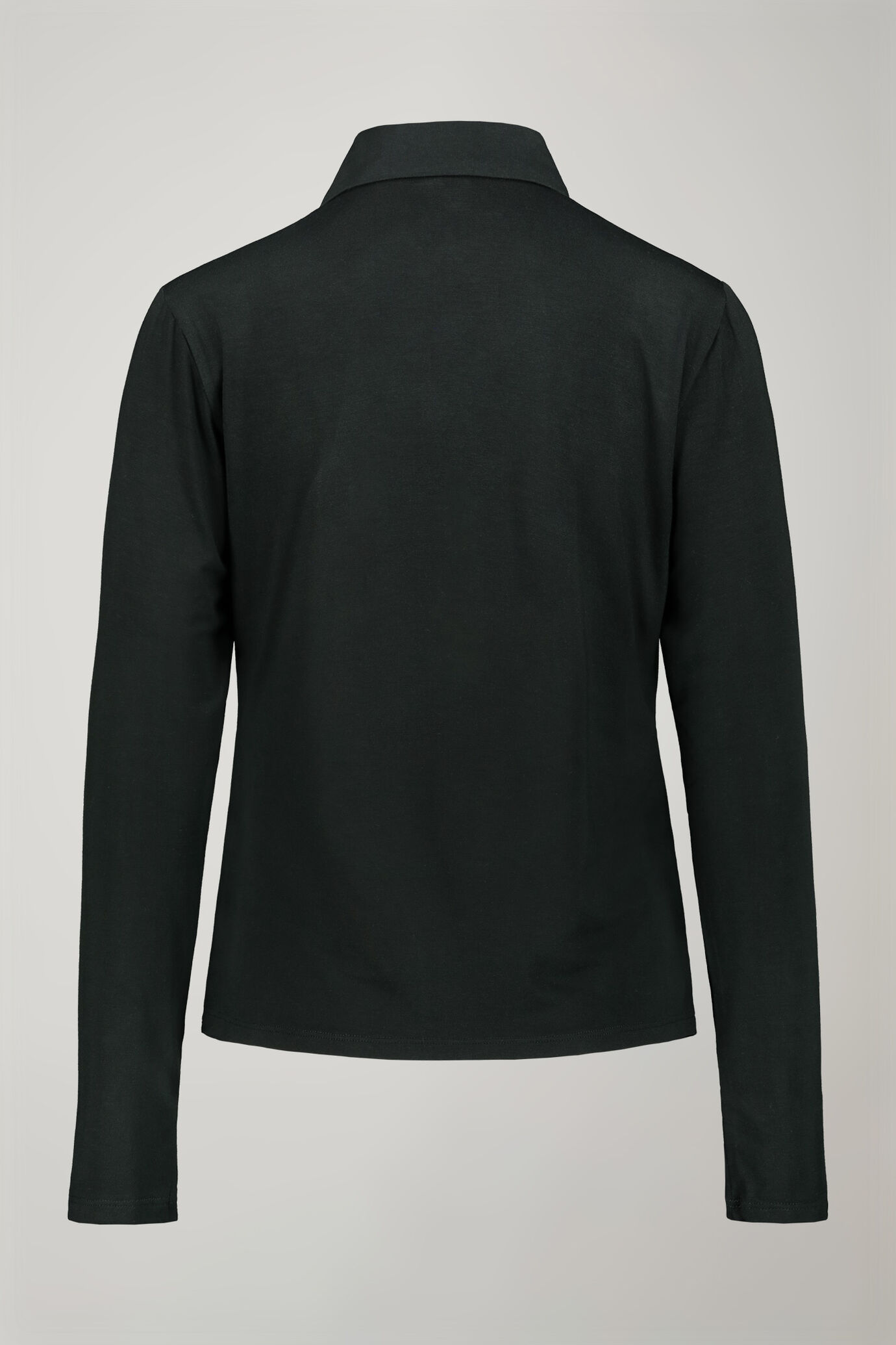 Women’s solid color long sleeve polo shirt in Jersey Cotton image number 5