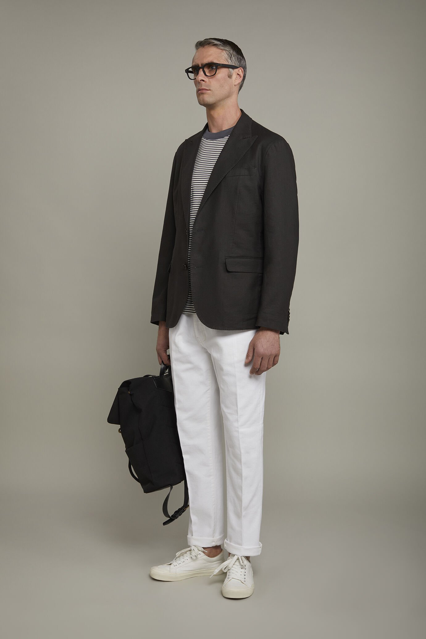Giacca uomo tessuto lino e cotone sfoderata monopetto con rever a lancia regular fit image number 1