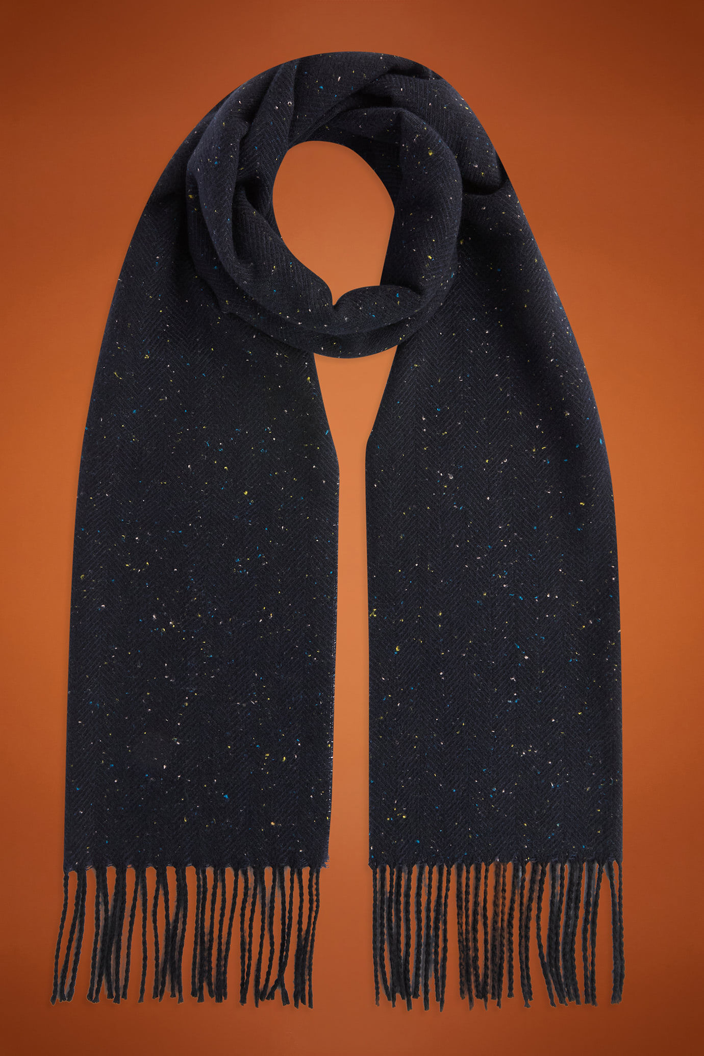Men's herringbone scarf with fringes