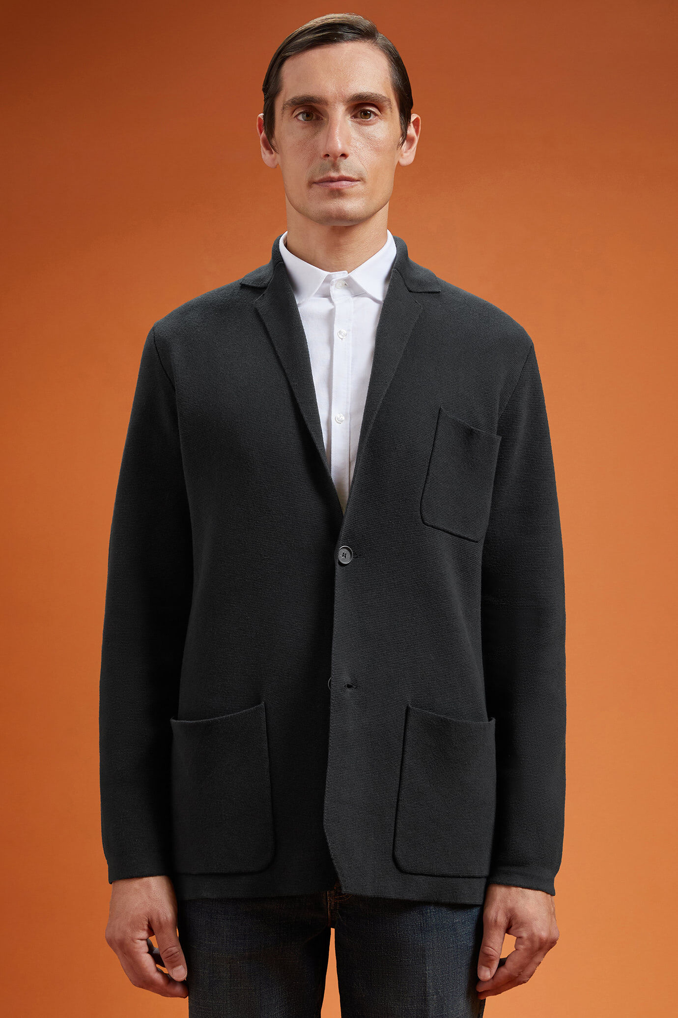 Cardigan uomo monopetto jersey 100% cotone Punto Milano regular fit image number 0