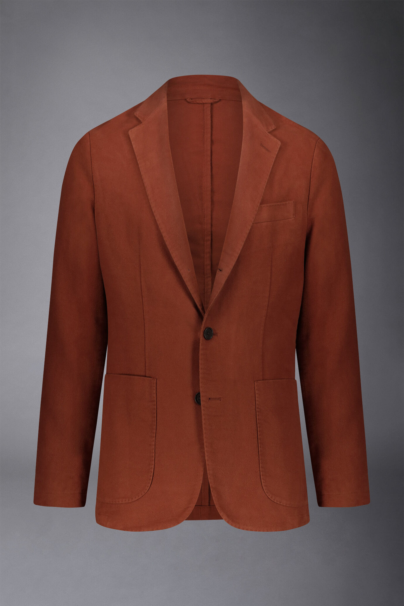 Men's single-breasted jacket in plain moleskin fabric regular fit image number 5