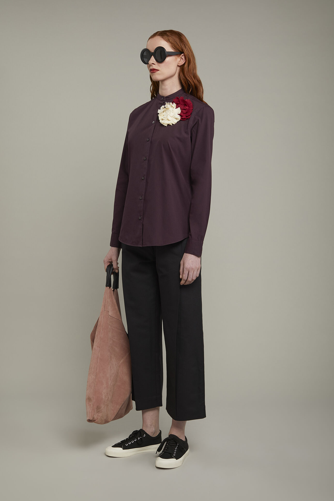 Camicia donna con collo coreano 100% cotone image number 1