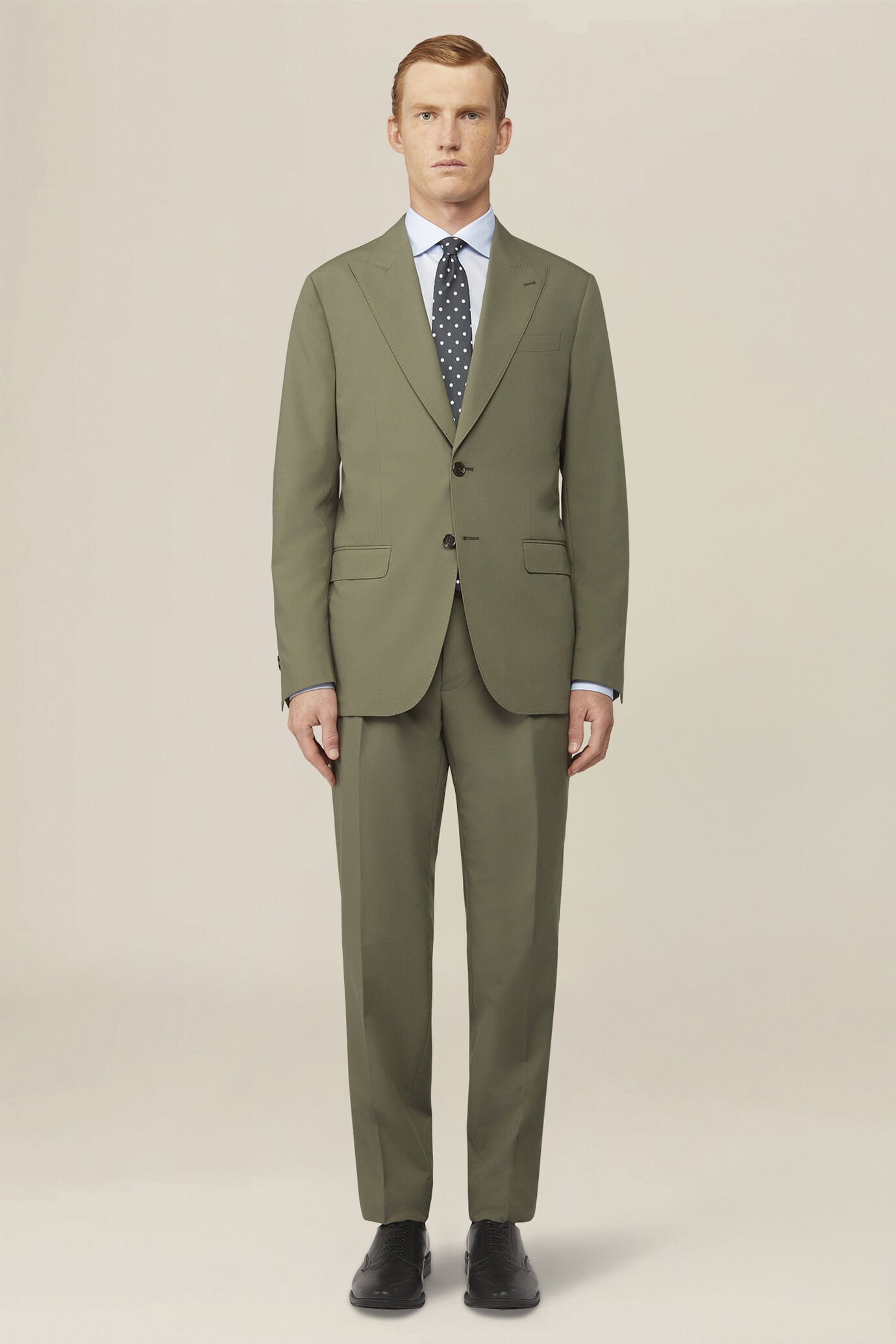 Abito uomo tinta unita con giacca con collo a lancia regular fit image number 1