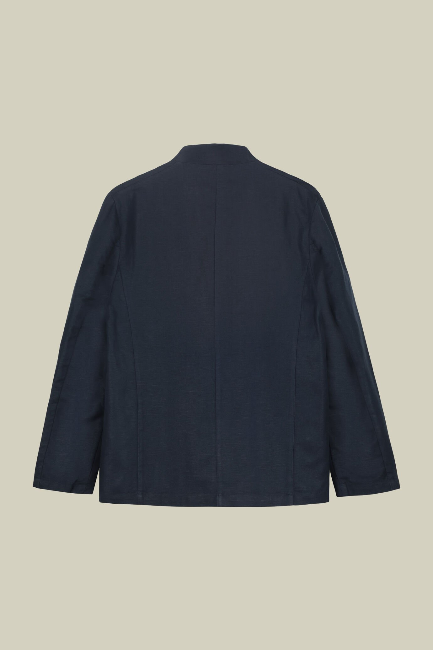 Men's unlined single-breasted jacket with mandarin collar linen and cotton blend image number 5