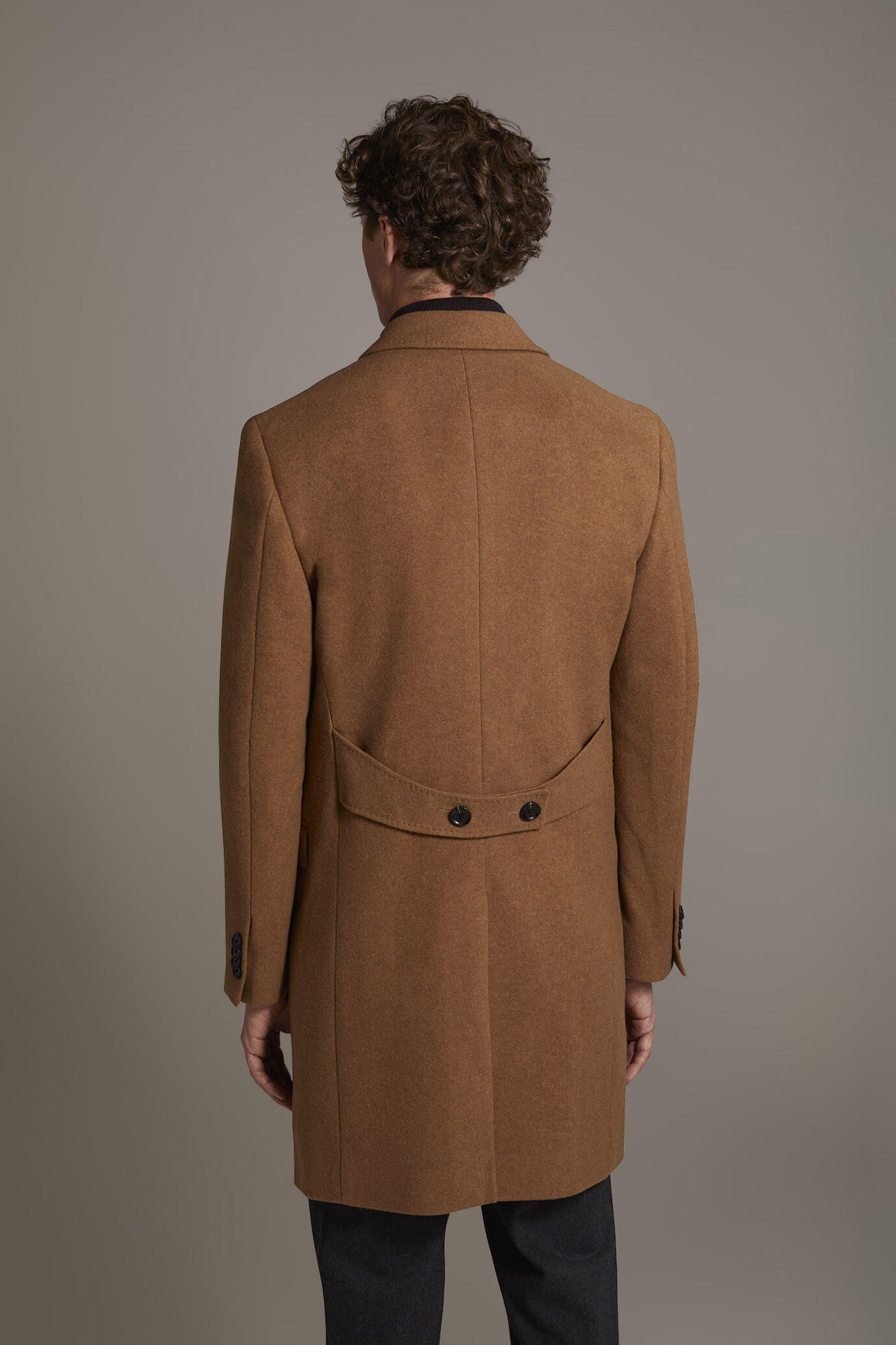 Cappotto classico doppiopetto misto lana lavorazione jersey image number 3