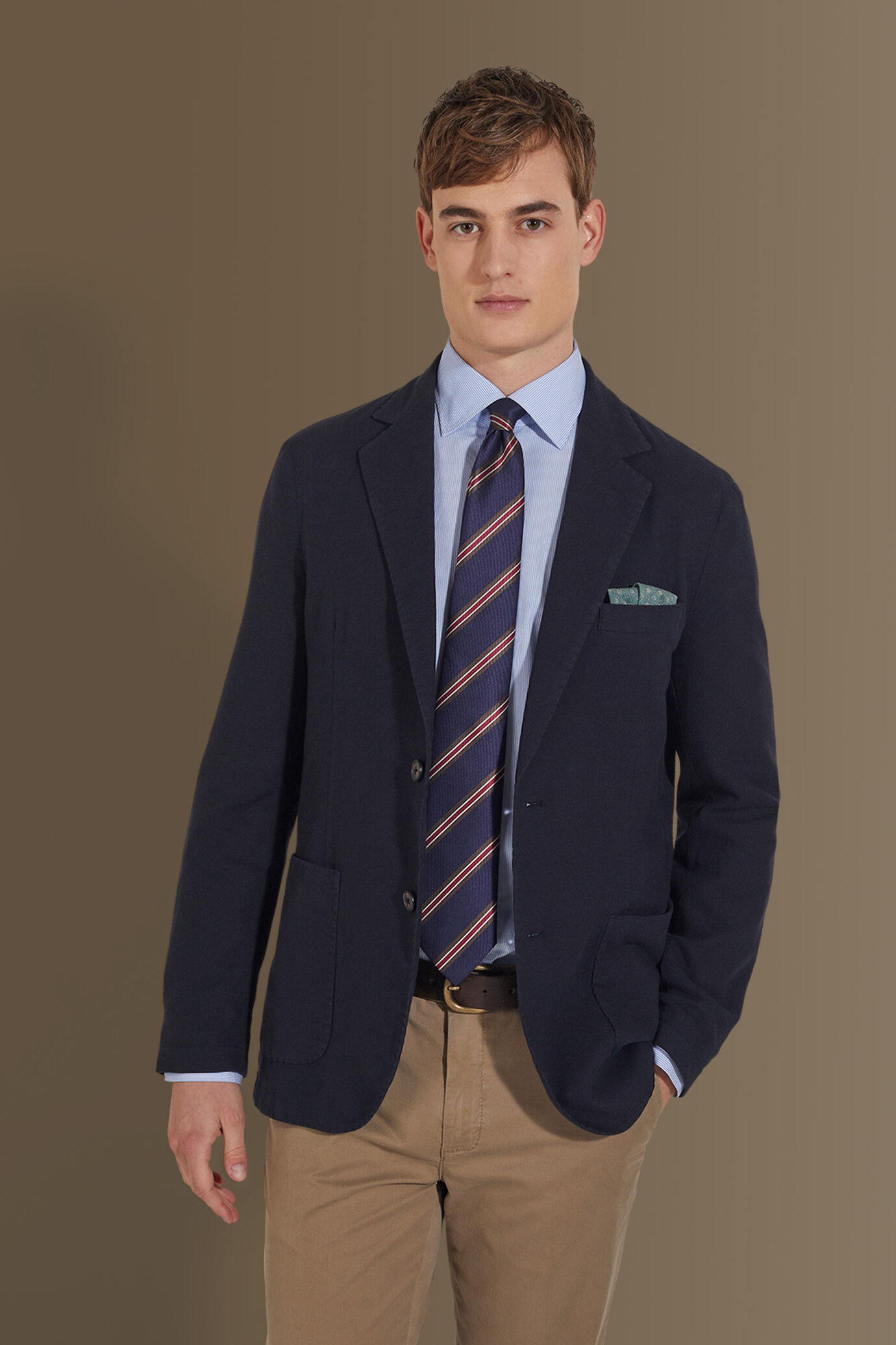 Single breasted jacket patch pocket cotton linen garmet dyed image number 3