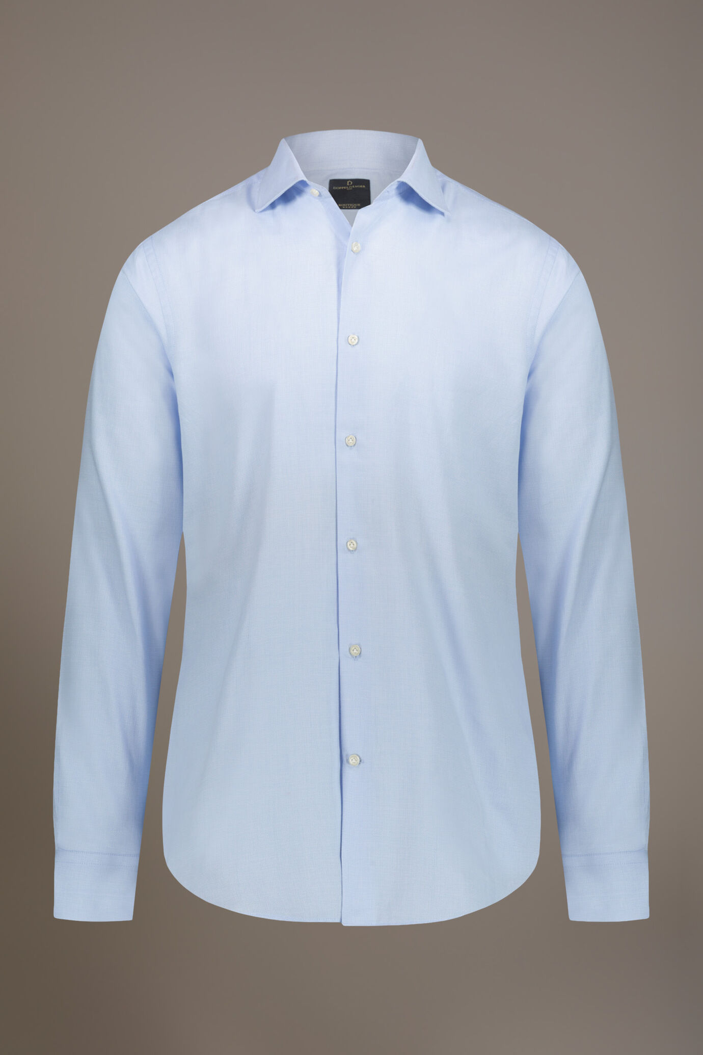 Camicia classica collo francese slim fit tessuto armaturato image number 3