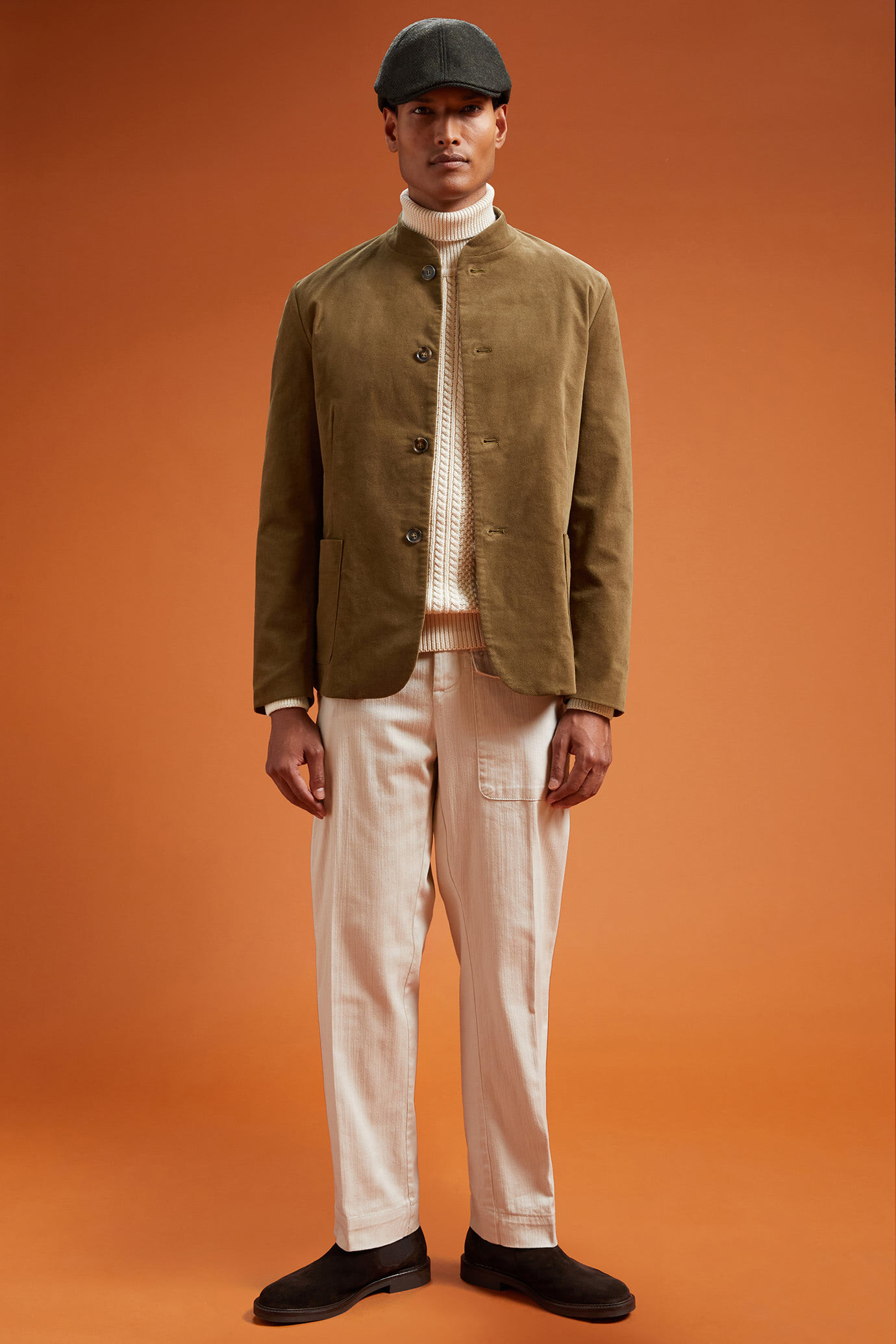 Giacca uomo con collo coreano in velluto di cotone regular fit image number 1