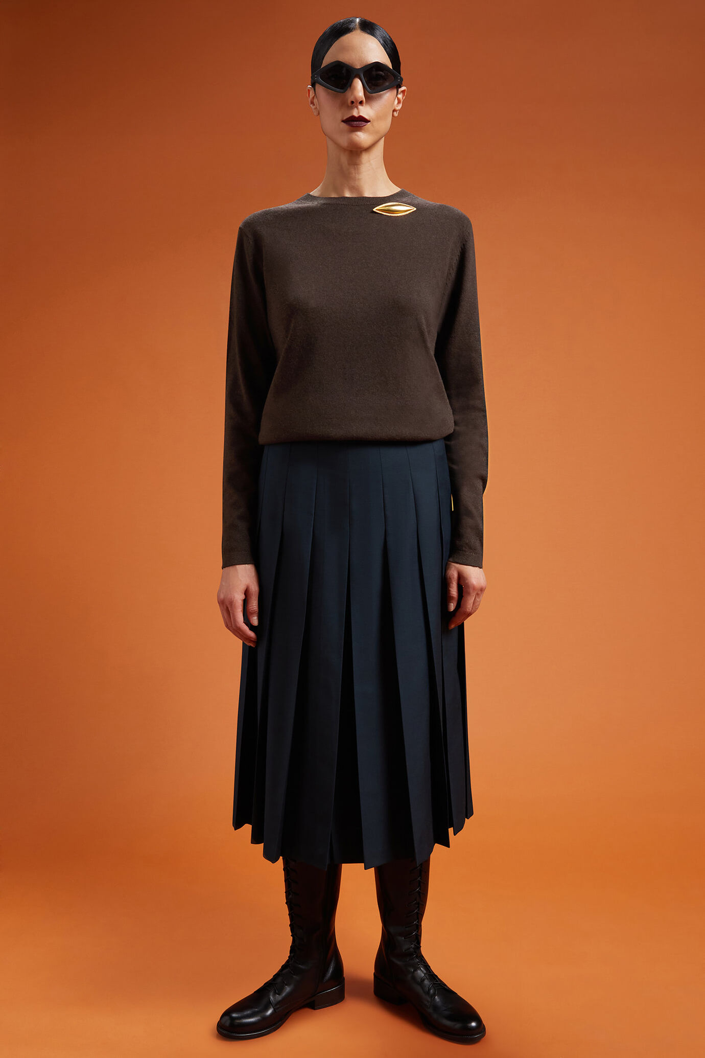 Pull col rond pour femme, coupe classique, en laine et cachemire image number 2