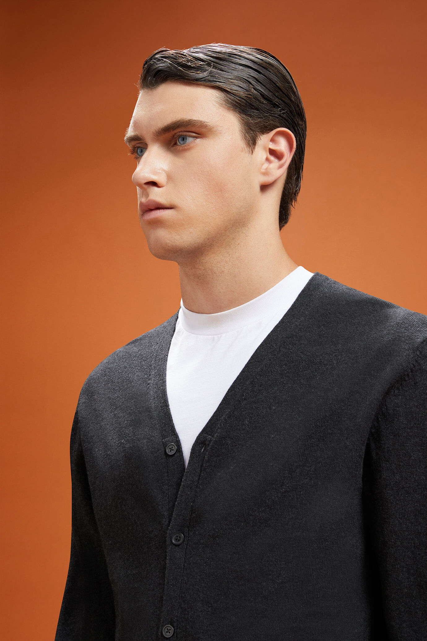 Cardigan uomo scollo a v lana e cotone regular fit image number 3