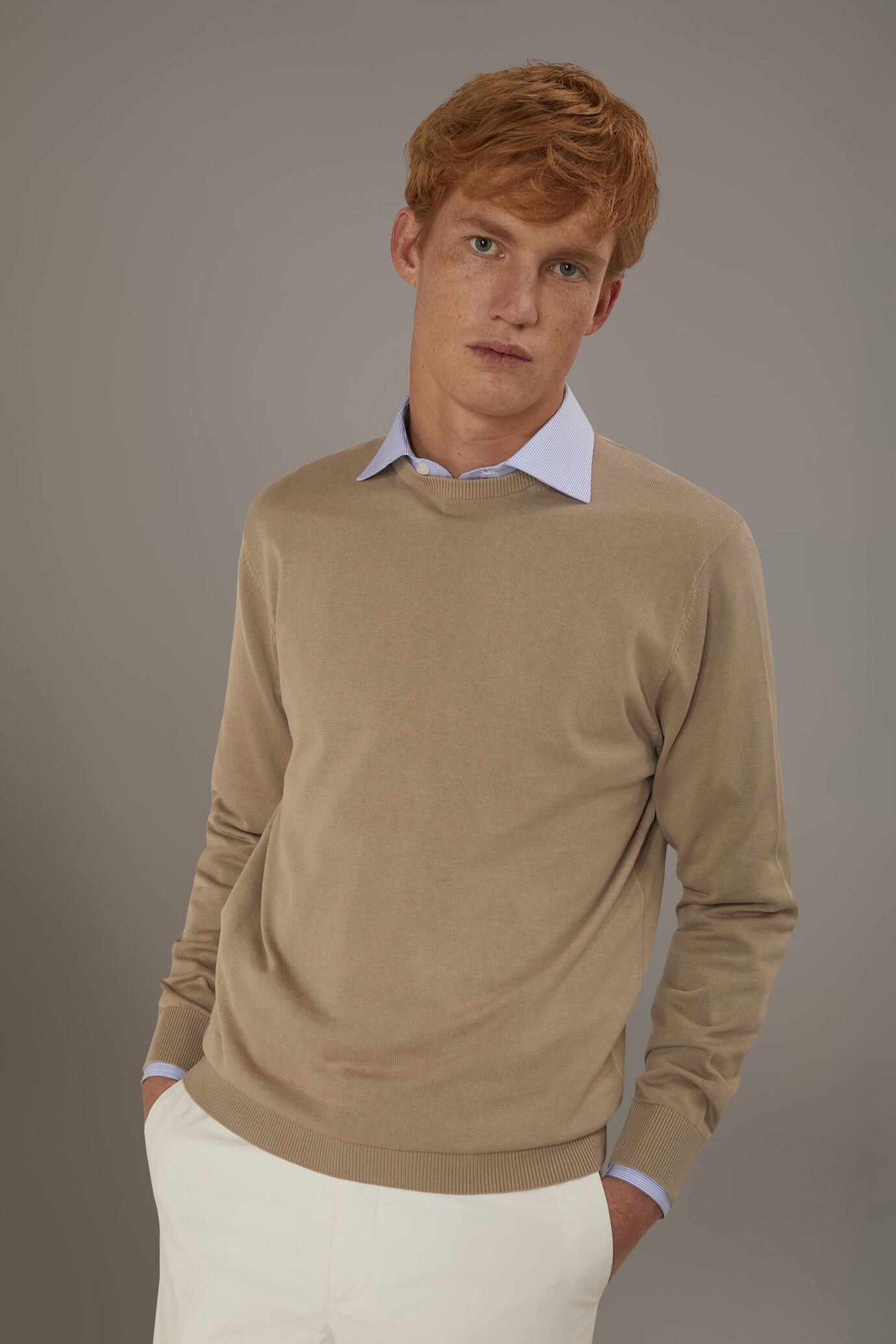 Maglia giro collo uomo 100% cotone image number 1