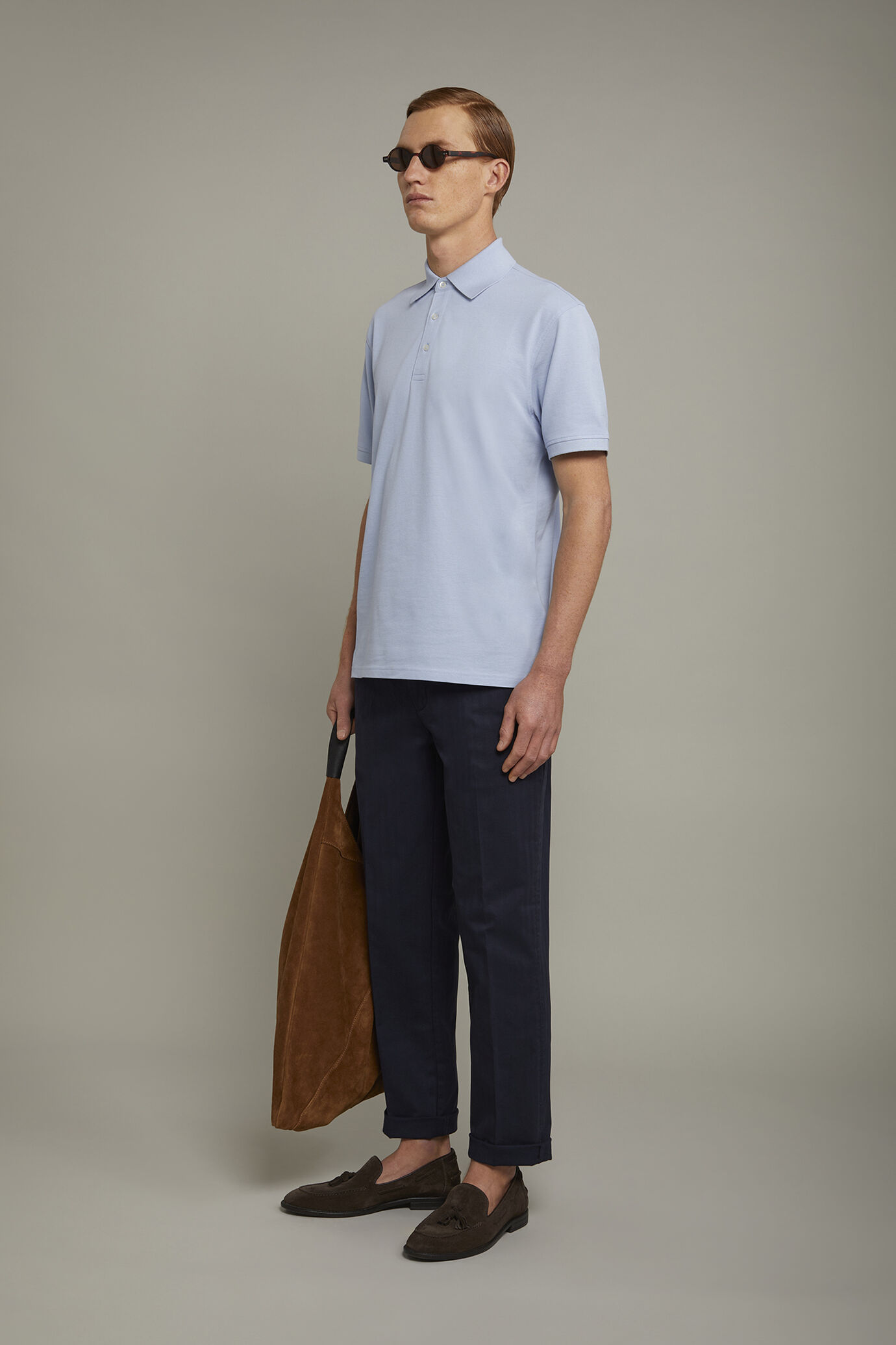 Kurz&auml;rmeliges Herren-Poloshirt aus 100 % Baumwolle in normaler Passform image number 1