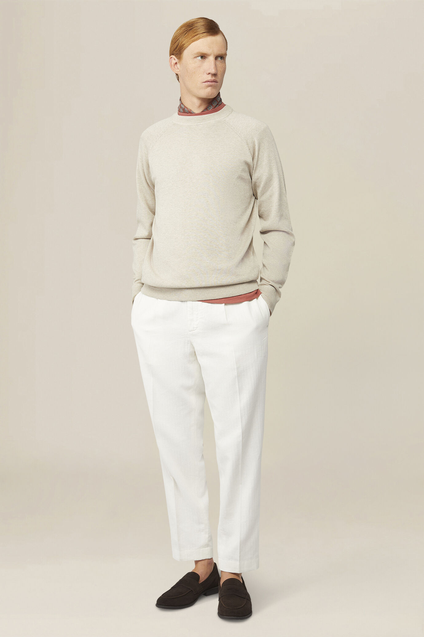 Herrenpullover mit Rundhalsausschnitt aus 100 % Baumwolle mit Raglan&auml;rmeln image number 1