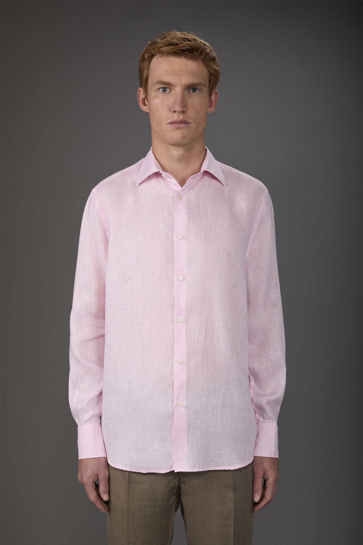 Chemise décontractée homme à col classique, 100% lin