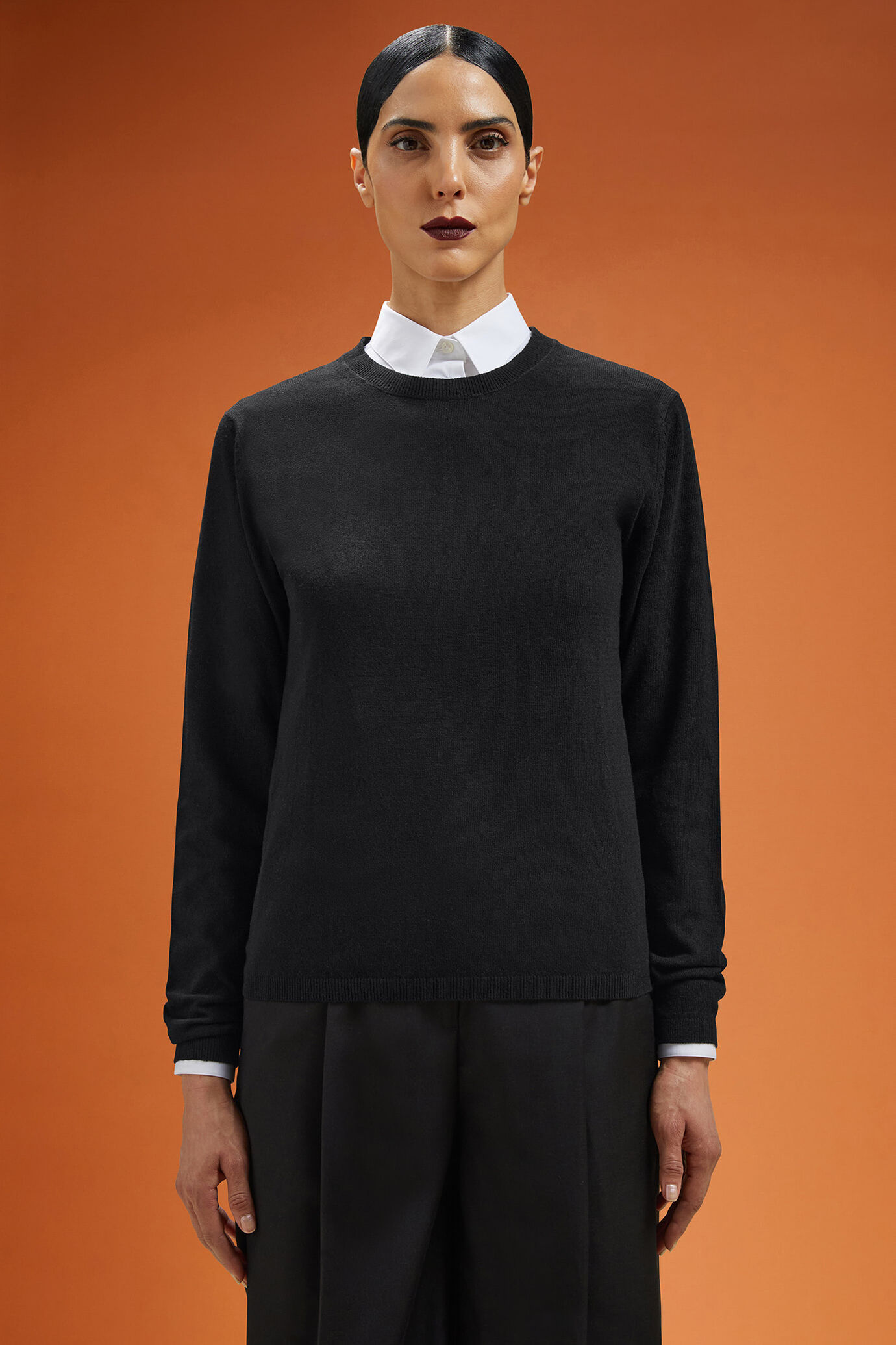 Women's regular fit crew neck jumper in a blend of wool and cashmere image number 0