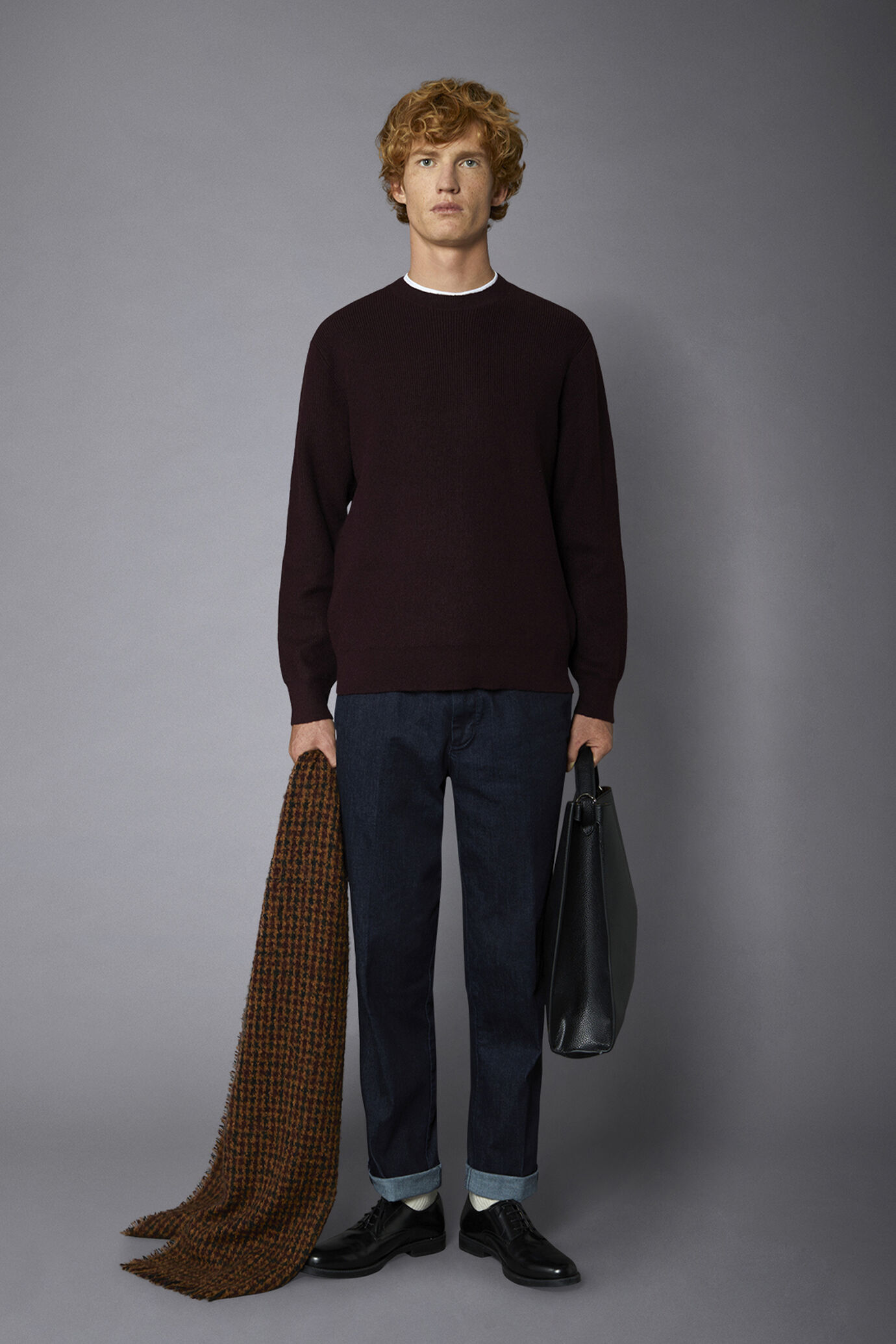 Maglia uomo girocollo con lavorazione a costa inglese regular fit image number 0