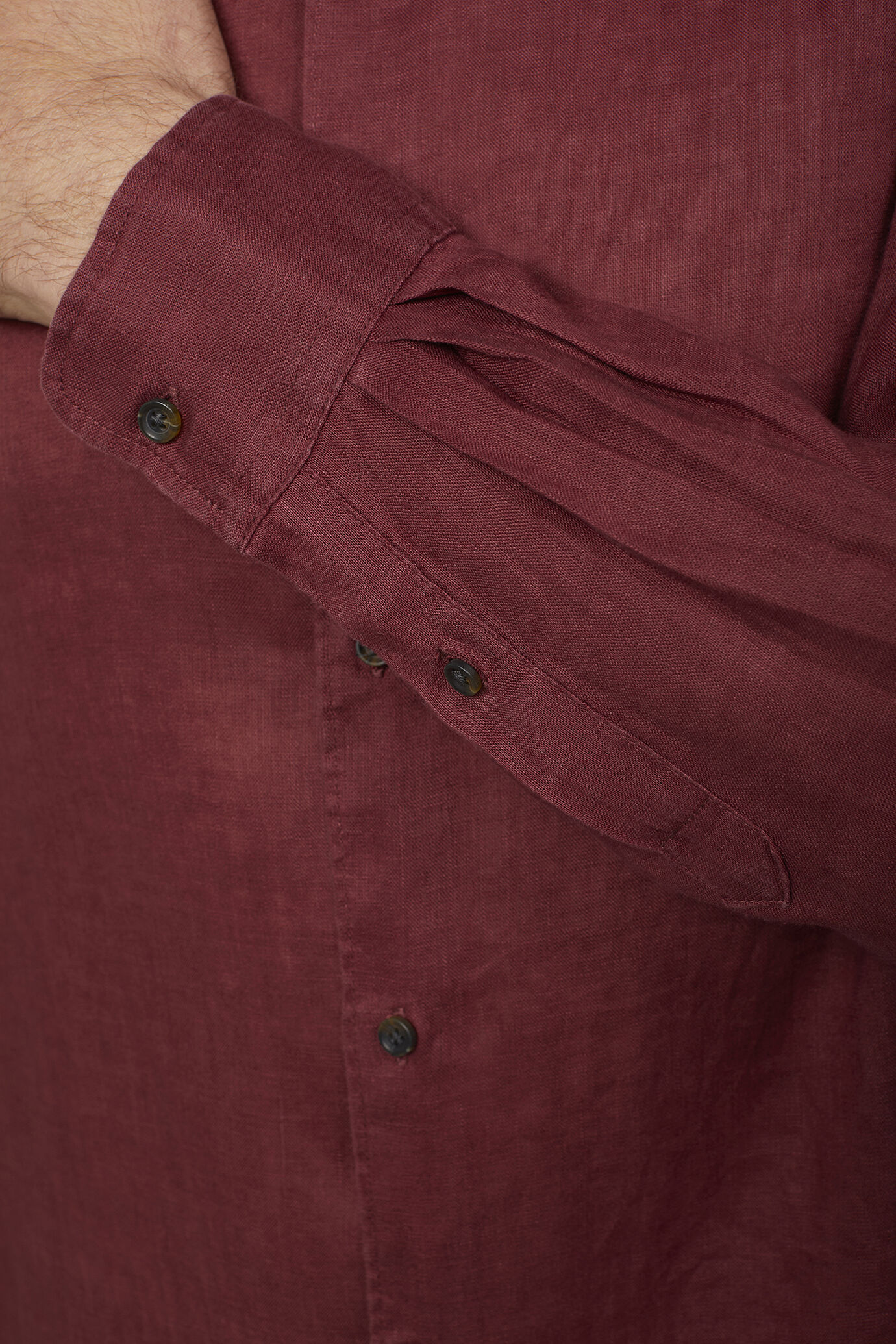 Camicia casual uomo collo coreano 100% lino comfort fit image number 4