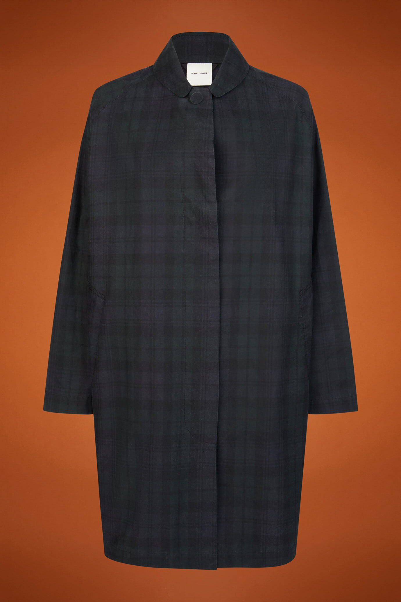 Spolverino donna in cotone spalmato a quadri regular fit image number 5