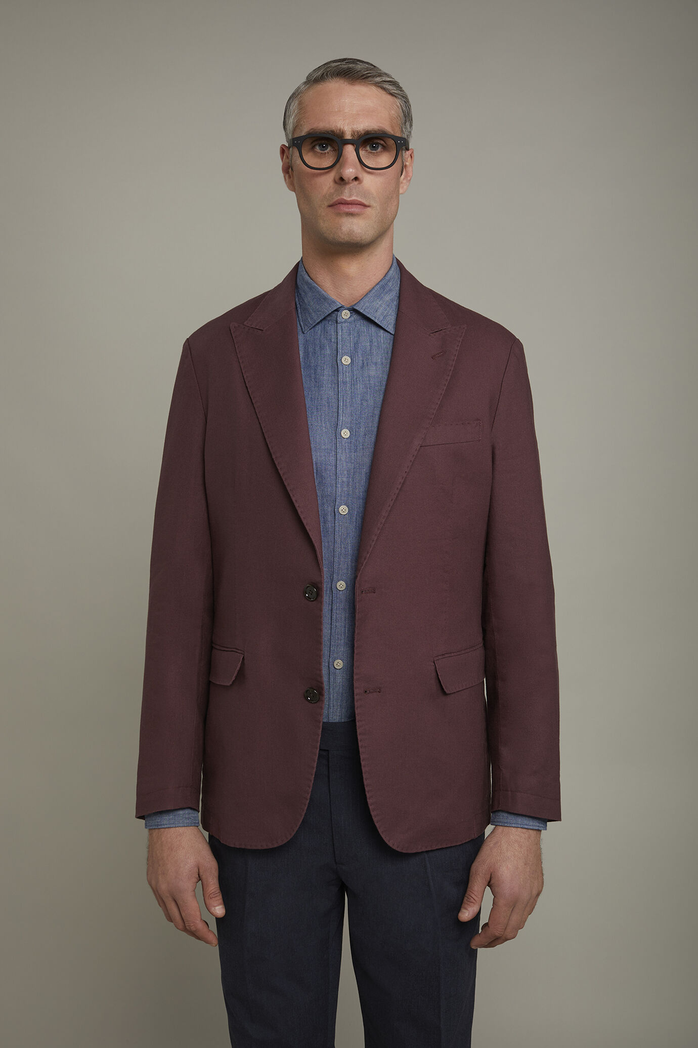 Giacca uomo tessuto lino e cotone sfoderata monopetto con rever a lancia regular fit image number 2