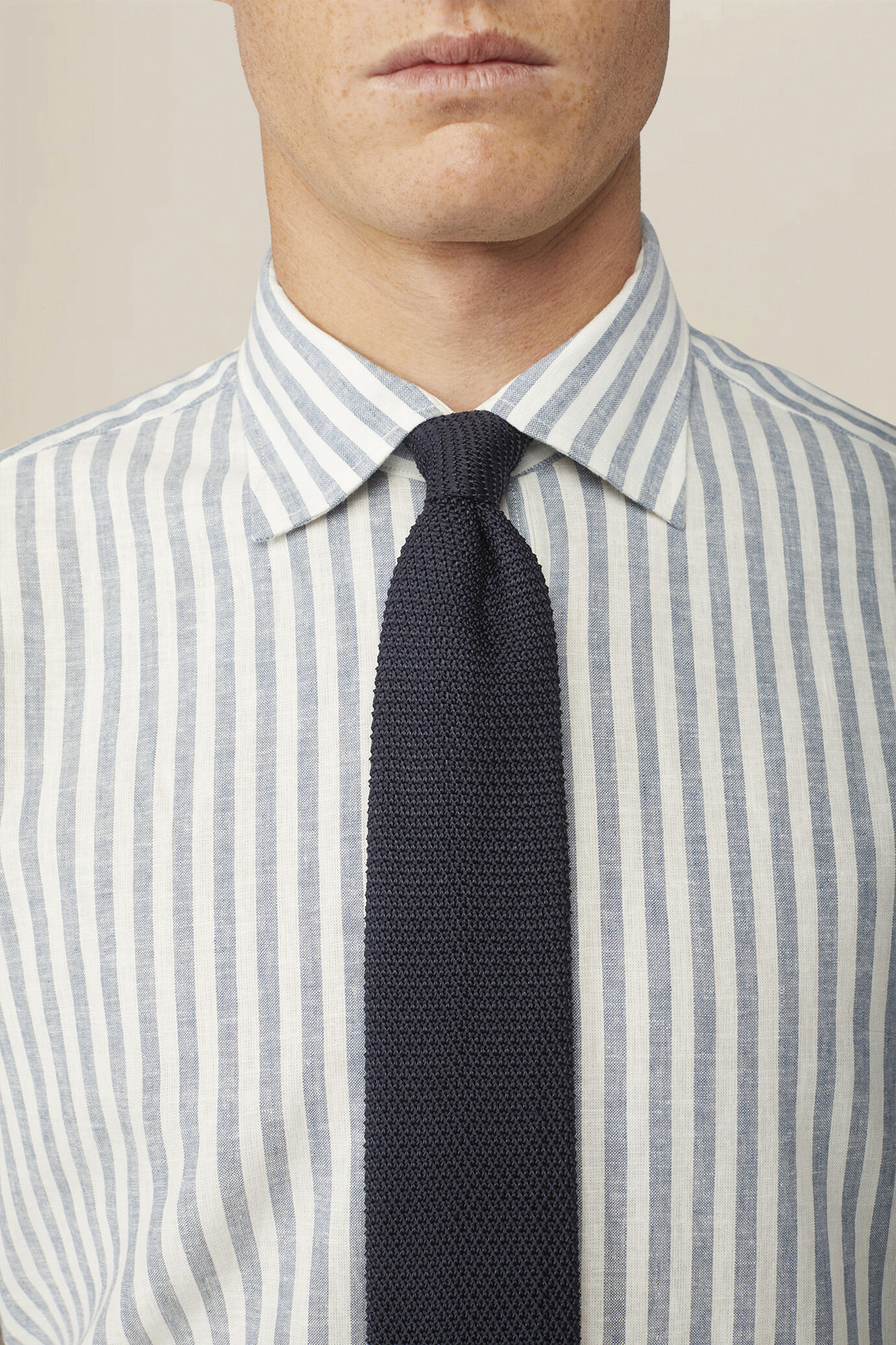 Camicia uomo misto lino cotone righe larghe image number 2