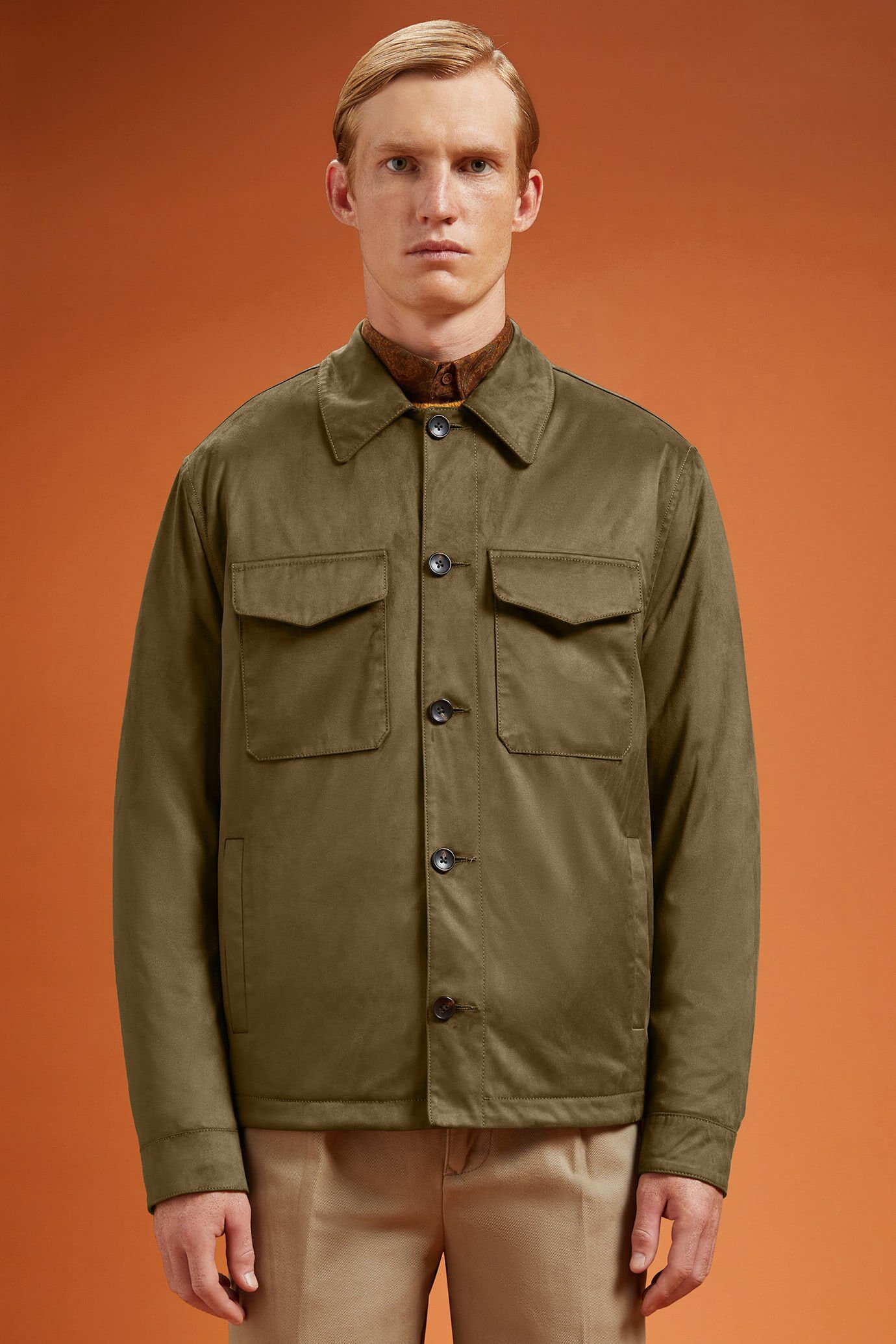 Leicht gefütterte Jacke aus Wildlederimitat in normaler Passform image number 0