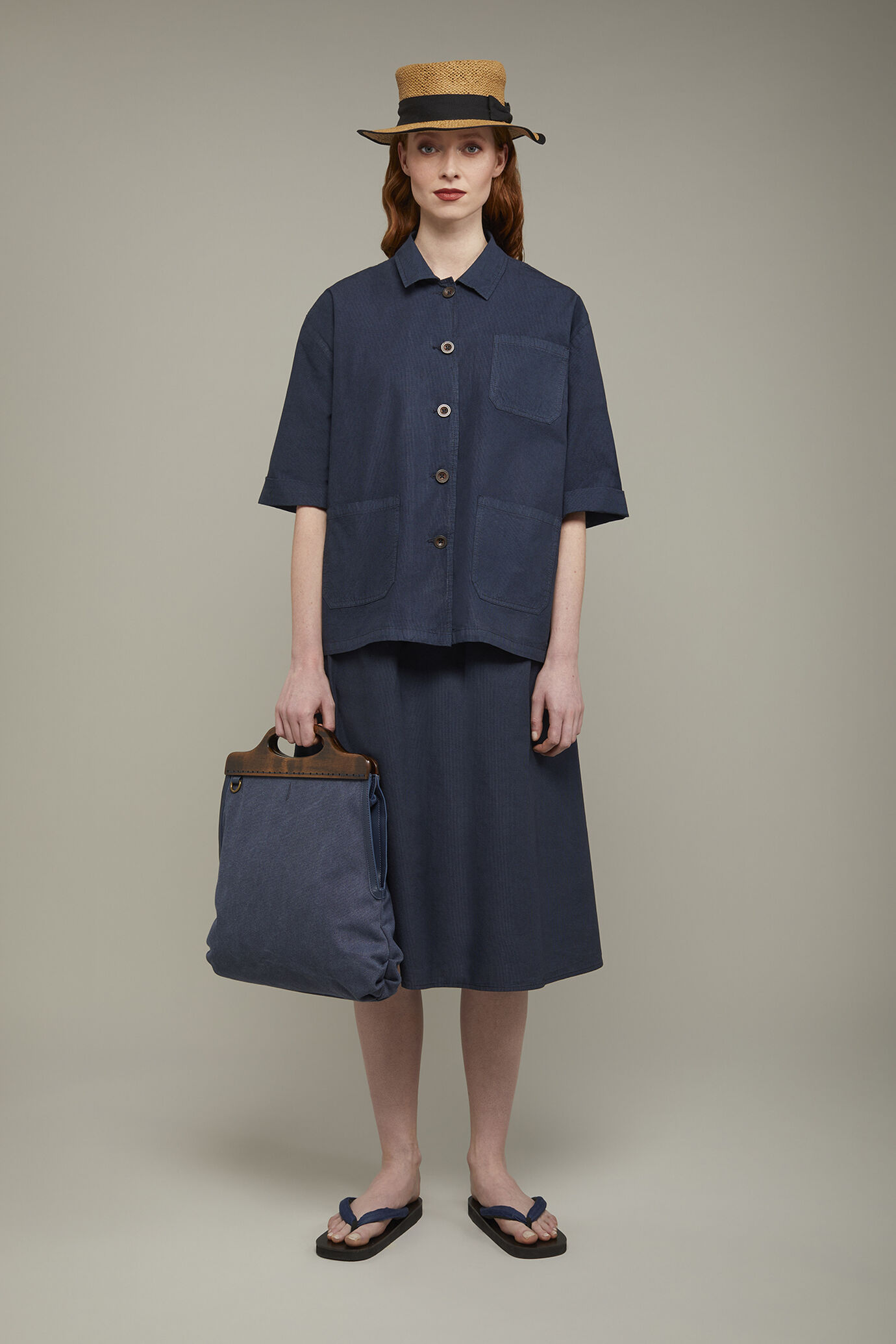 Veste femme à col chemise et motif à microcarreaux en 100 % coton coupe régulière image number 0