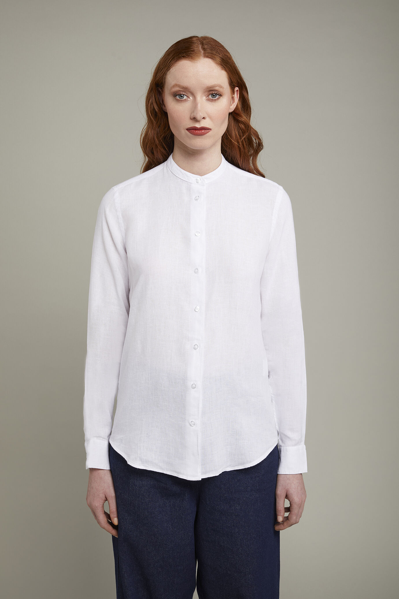 Camicia donna con collo coreano 100% lino image number 2