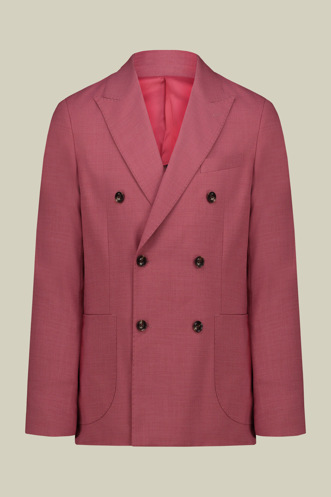 Costume homme croisé en tissu grisaille, coupe regular image number 0