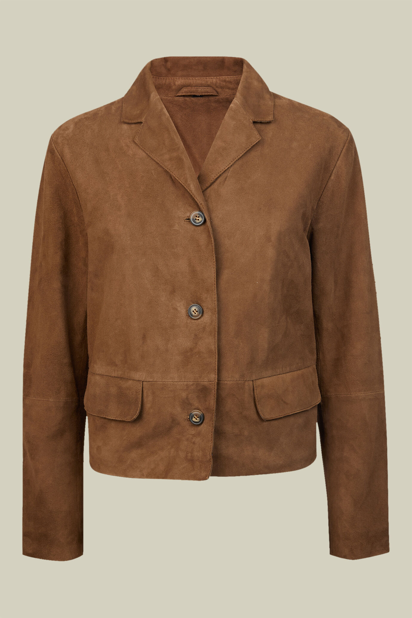 Women's regular fit short jacket in 100% genuine suede image number 4