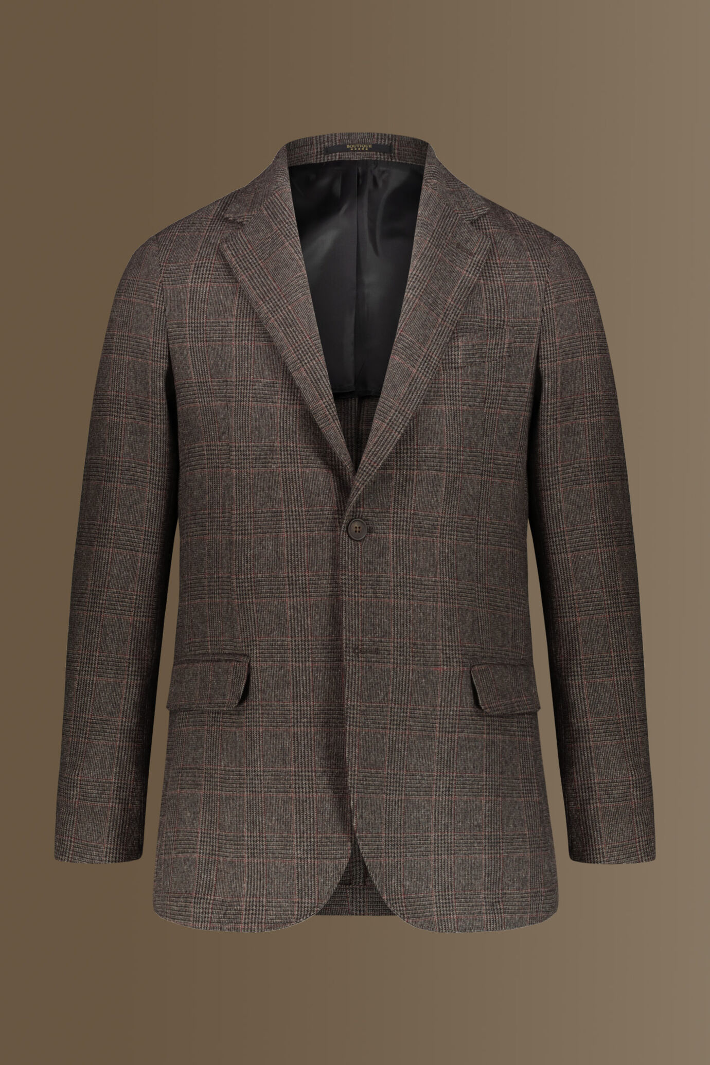 Single breasted Jaket, wool blend, fheck design. Made in italy image number 0