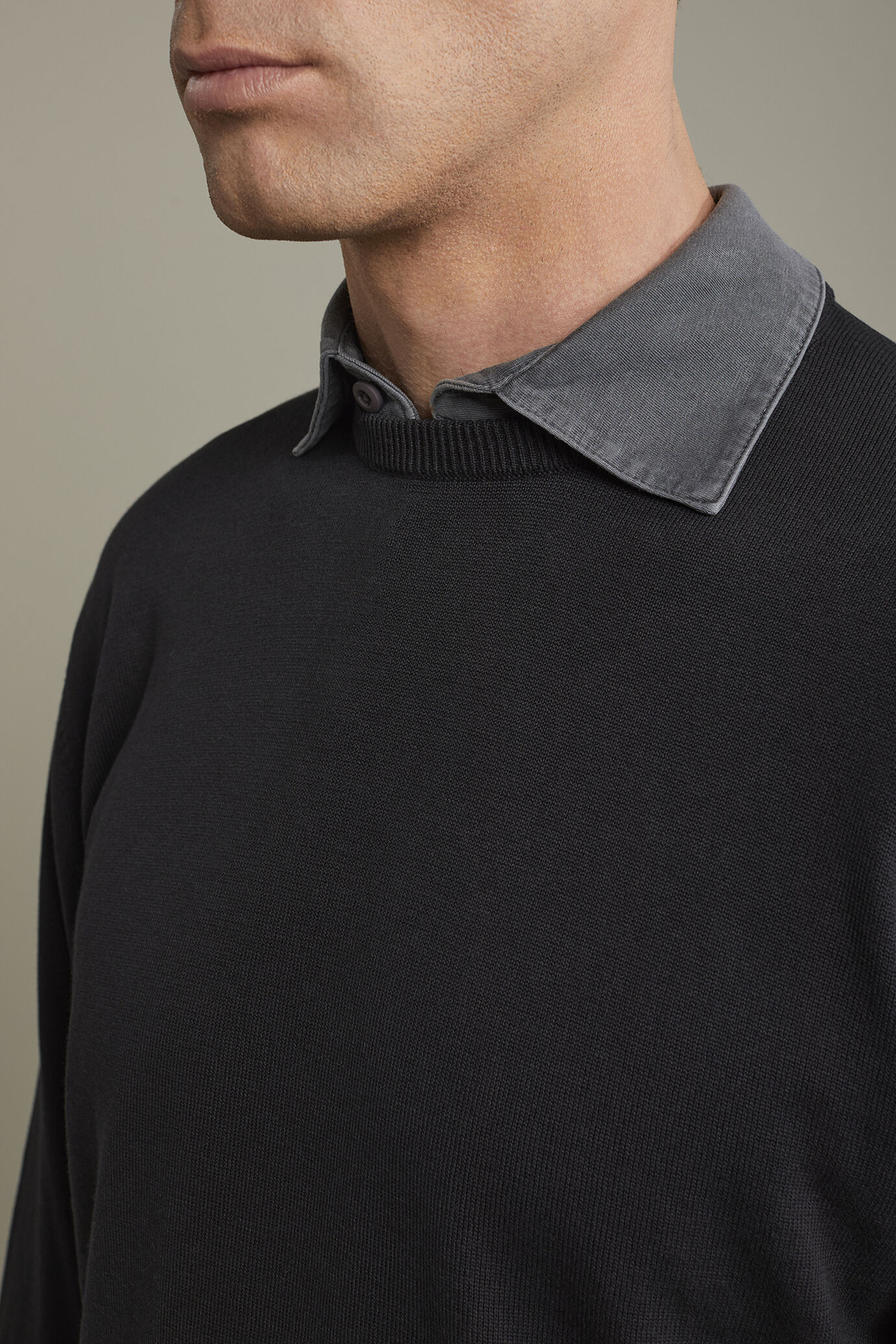 Herren-Pullover mit Rundhalsausschnitt aus 100 % Baumwolle in normaler Passform image number 3