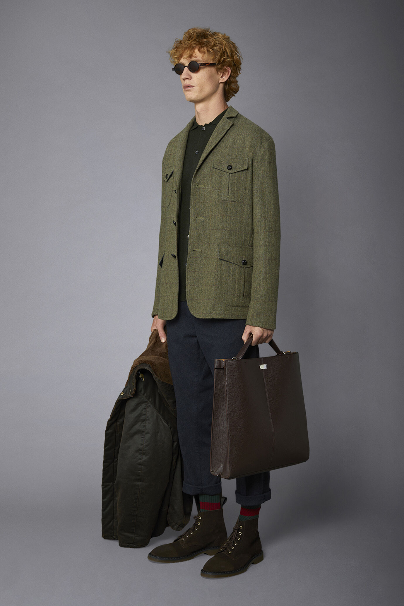 Genderless wool blend field jacket with herringbone pattern regular fit image number 2