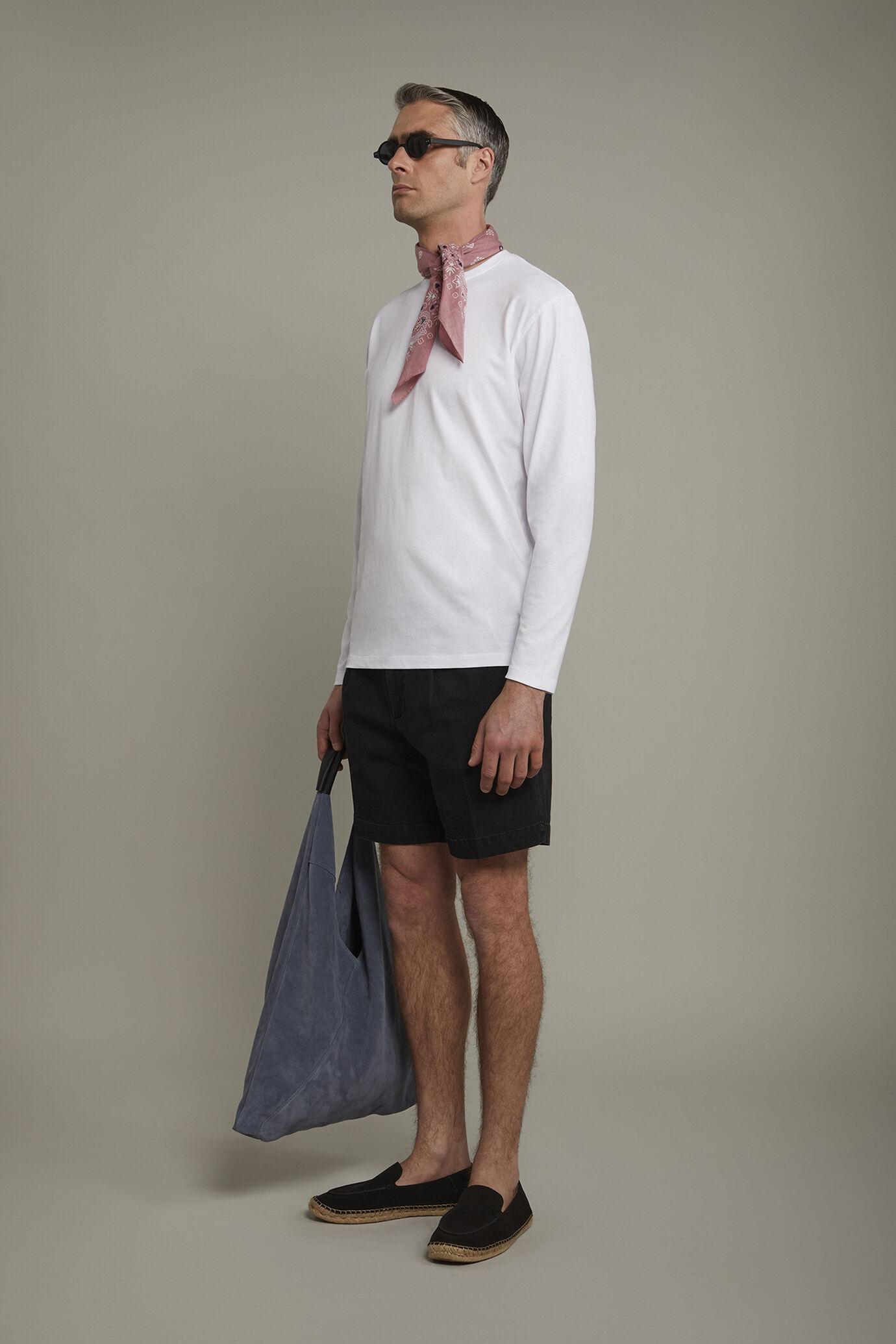 T-shirt homme à col rond et manches longues en 100 % coton coupe régulière image number 1