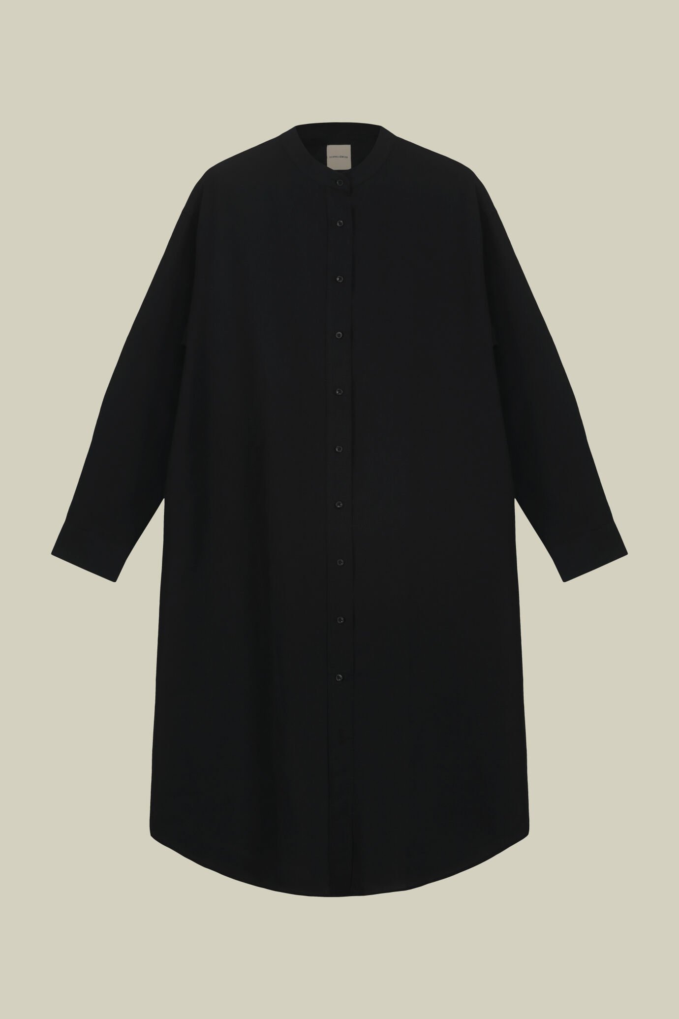 Midi-Hemdblusenkleid mit langen Ärmeln und koreanischem Kragen image number 4