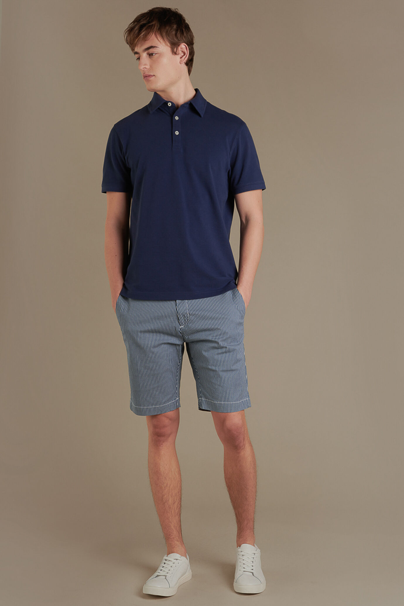 Bermuda chino twill con stampa a righe image number 0