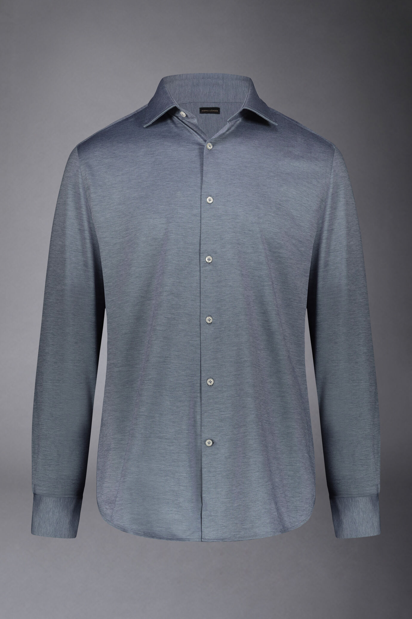 Klassisches geschlechtsloses Jersey-Shirt Französischer Kragen Bequeme Passform Bedruckter Melange-Stoff image number 4