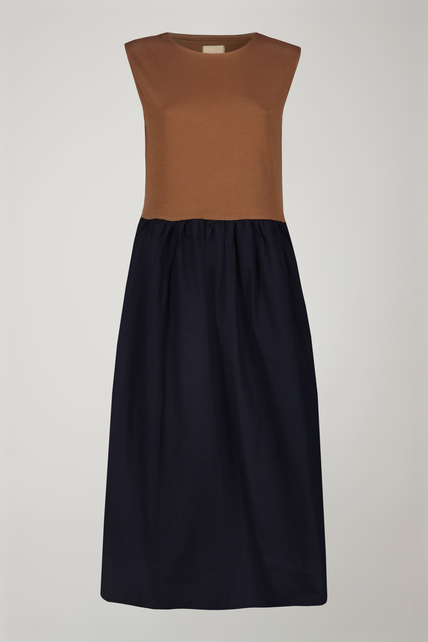 Robe midi femme, bicolore et sans manches en 100 % jersey de coton coupe régulière image number 4