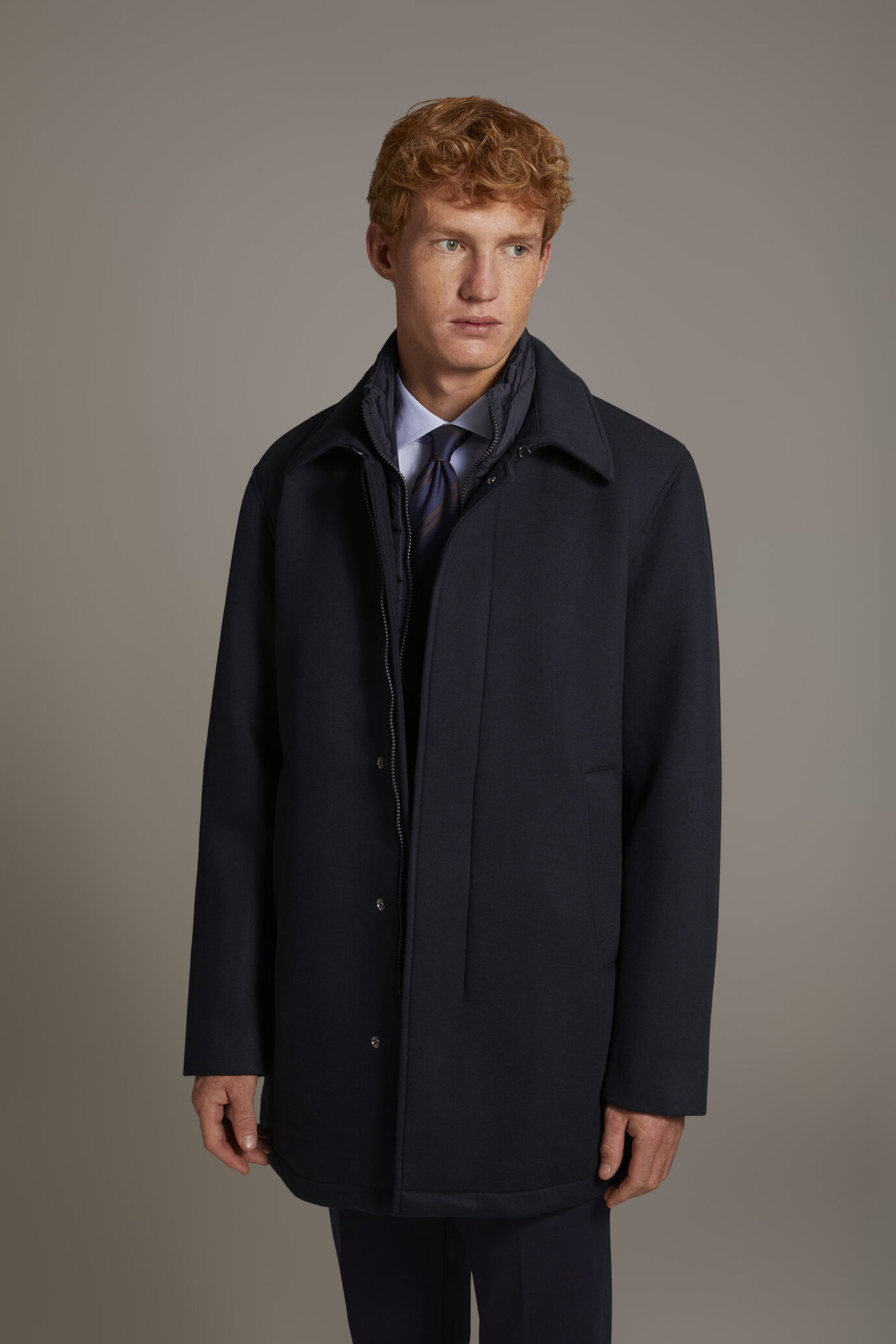 Padded coat in twill fabric image number 1