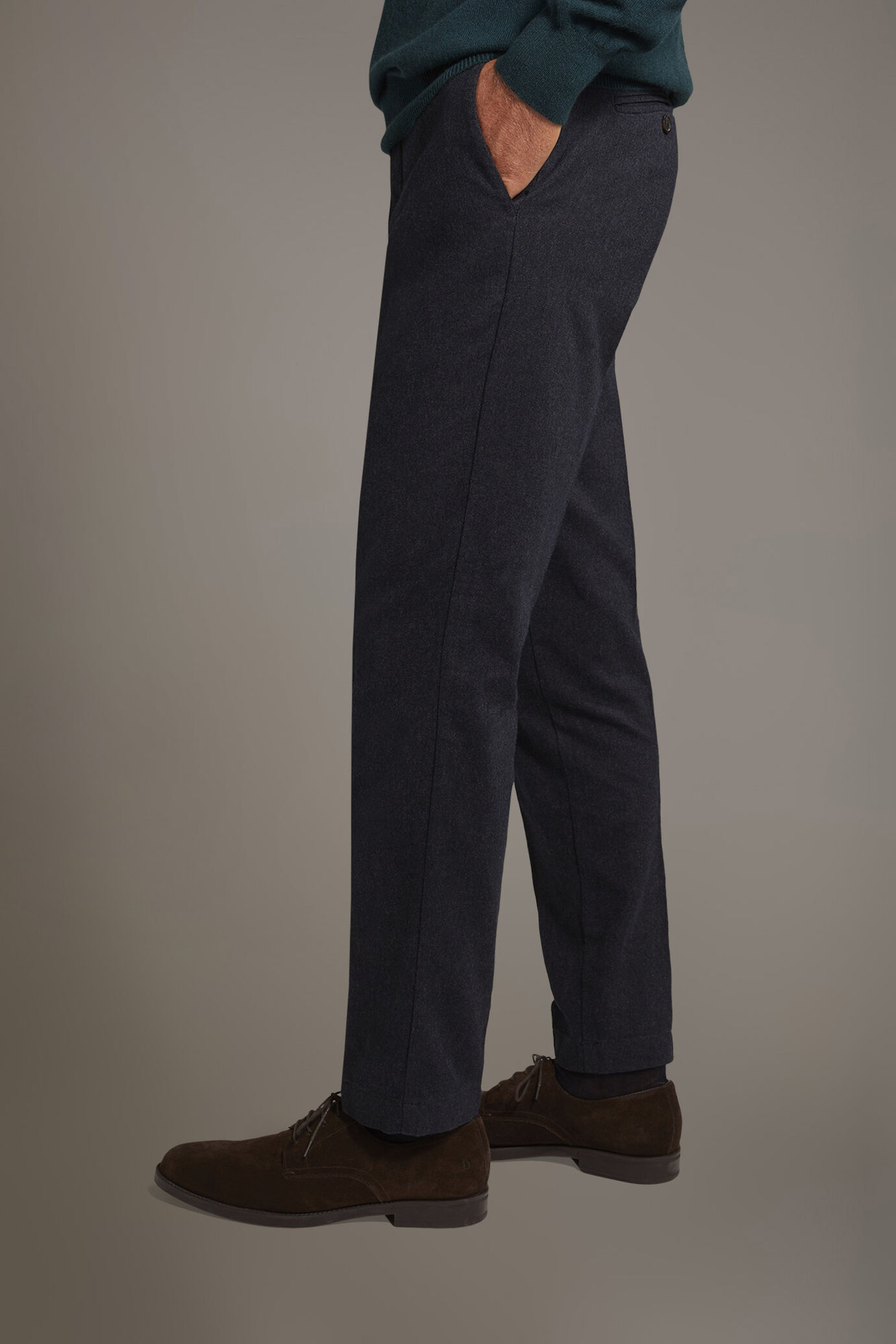 Pantalone chino regular fit tessuto tinto filo melange twill image number 3