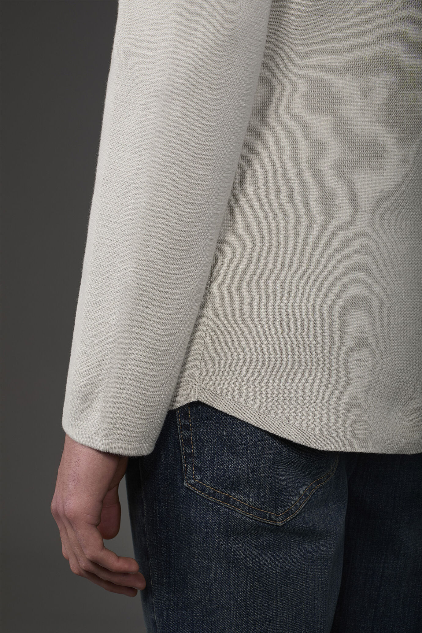 Men's shirt jacket with patch pockets, 100% cotton milano rib knit image number 3
