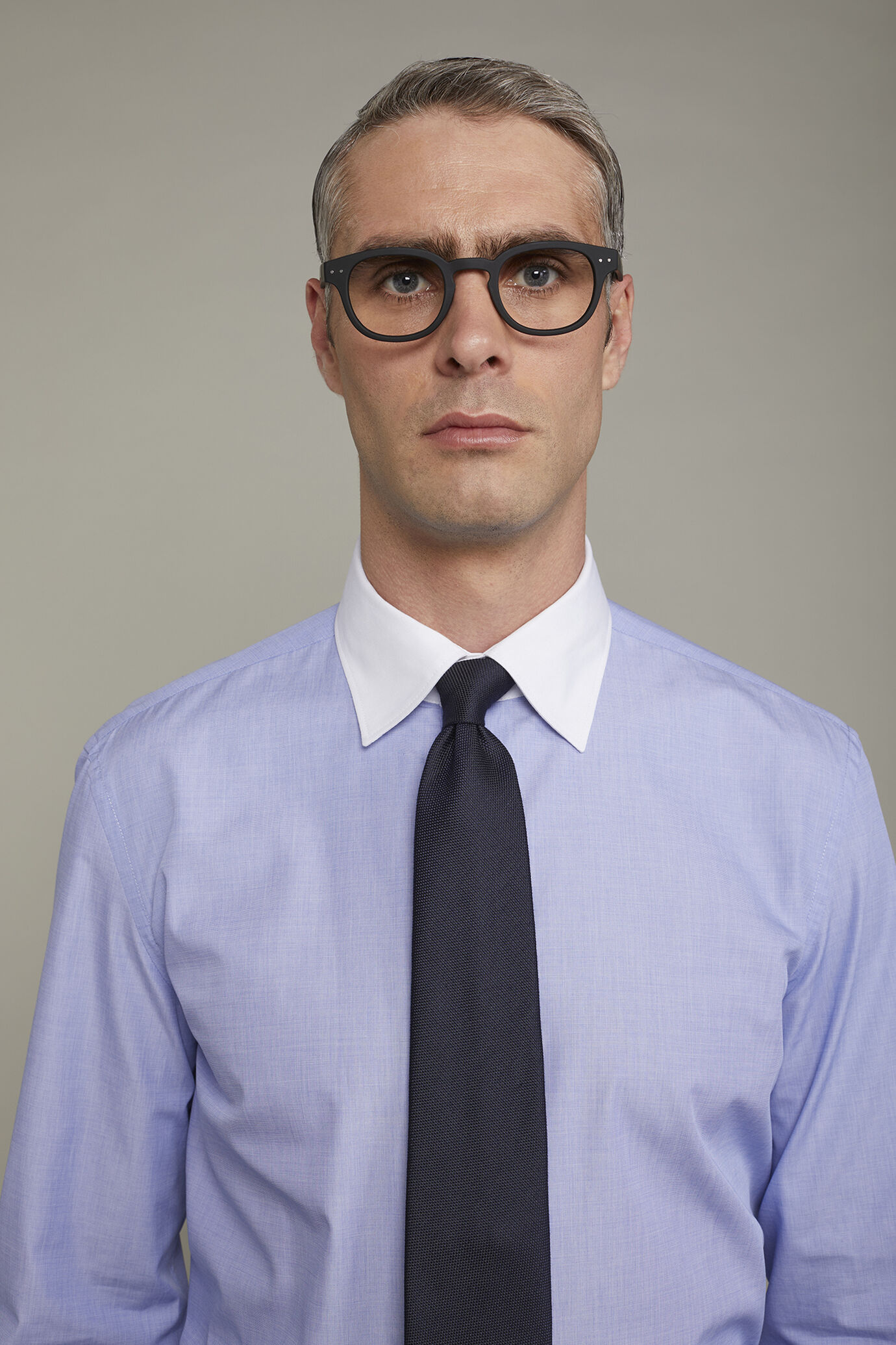 Men's shirt classic collar 100% cotton fil-a-fil regular fit fabric image number 3