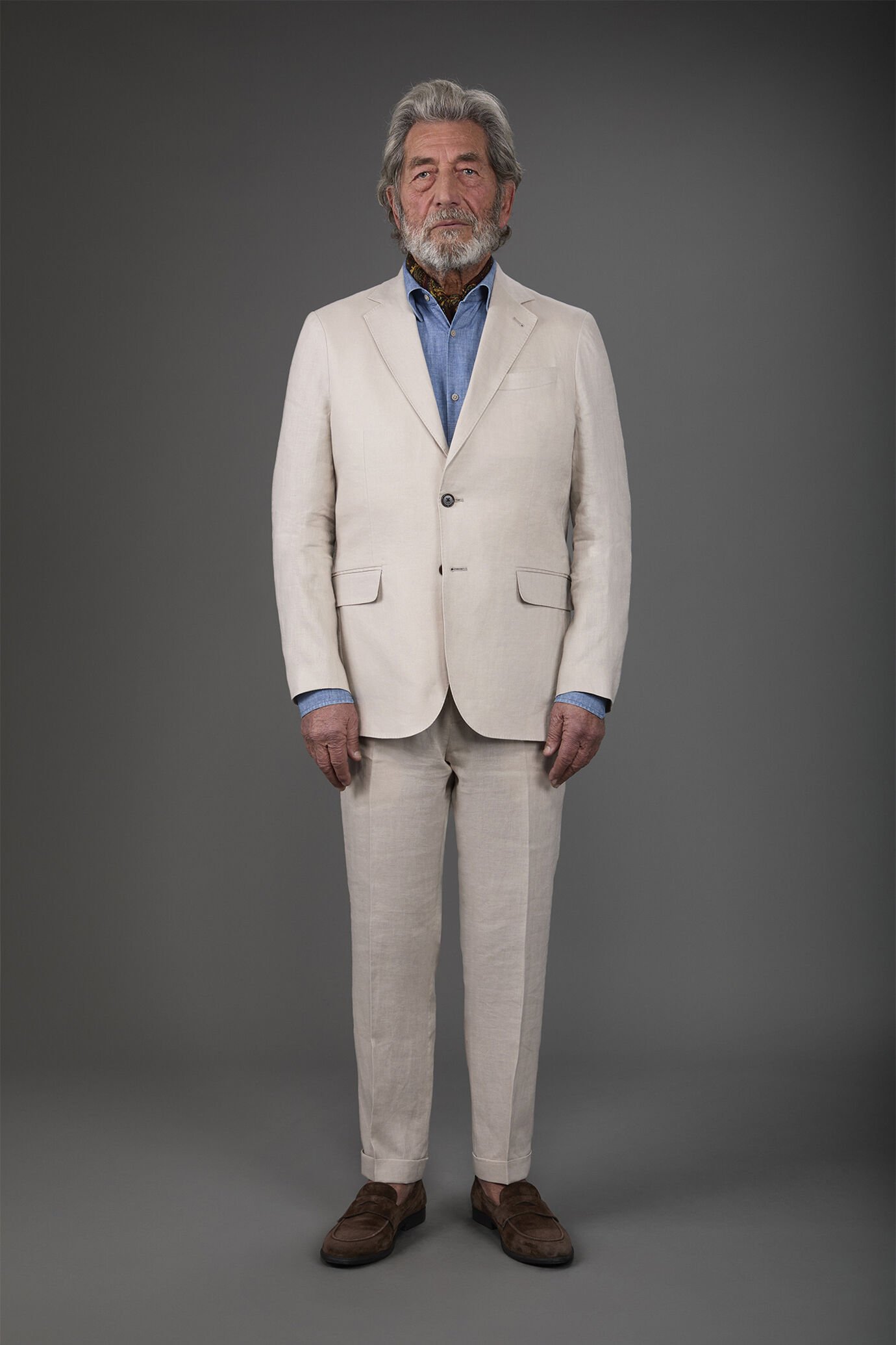 Costume droit pour homme avec pantalon sans plis, en 100% lin effet lavé image number 0