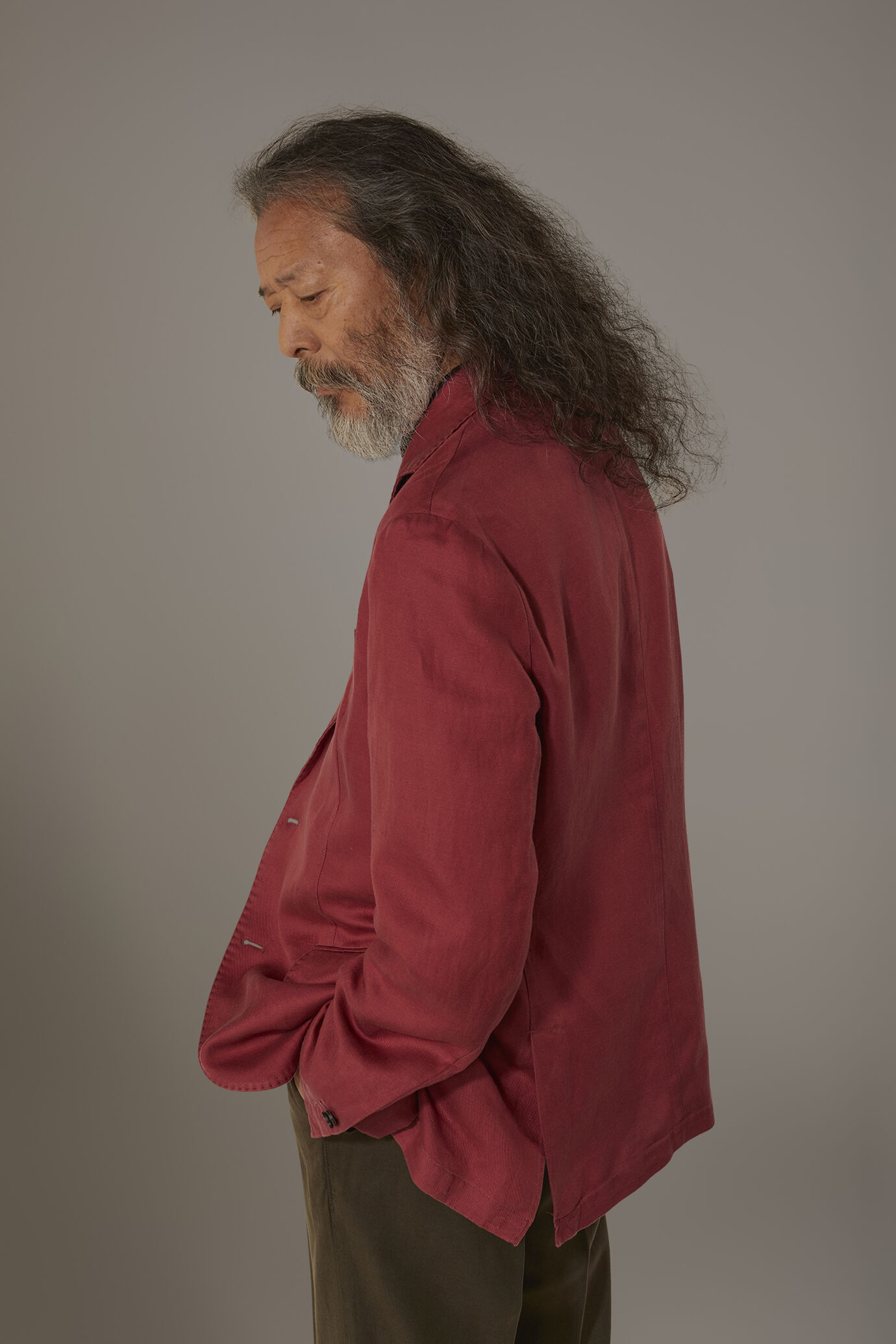 Single breasted linen blend jacket with flap pocket image number 2