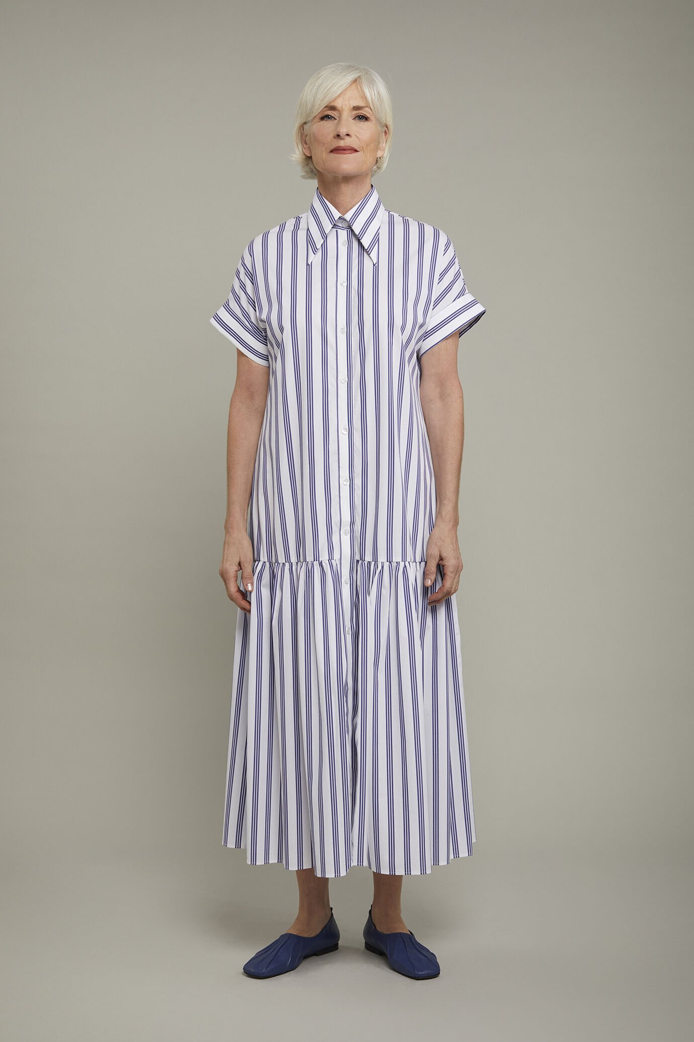 Women’s dress striped pattern stretch cotton regular fit image number 2