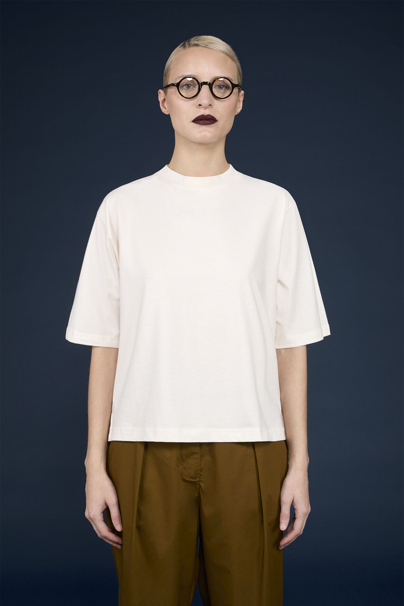 T-shirt femme à col rond, 100% coton, manches mi-longues, coupe classique image number 1