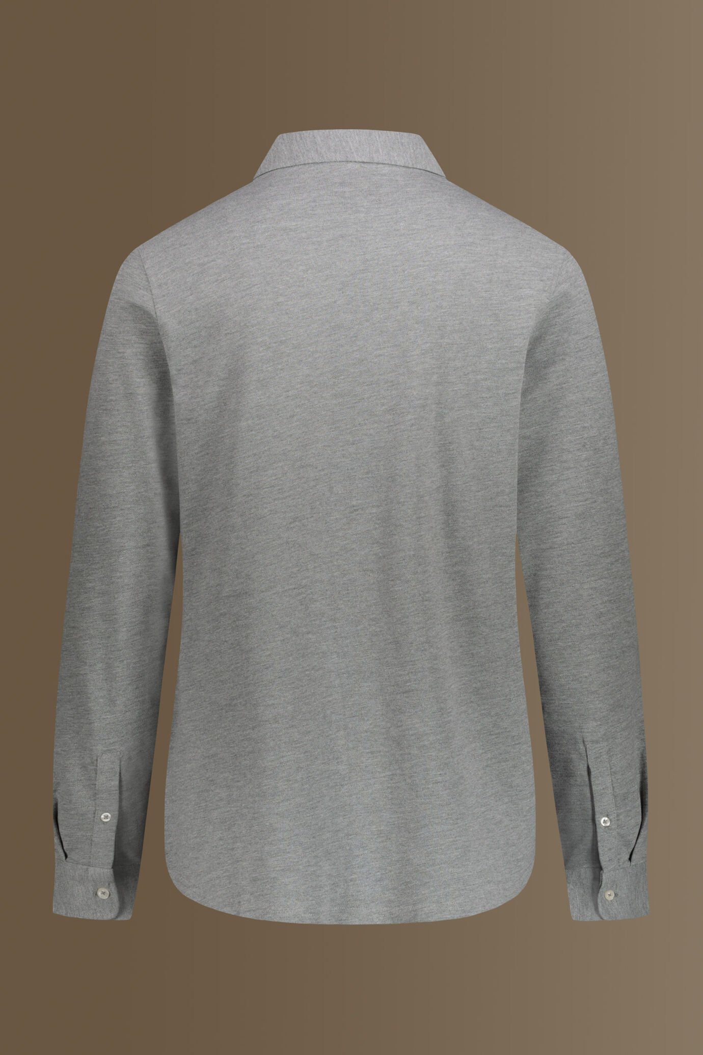 Polo shirt long sleeves cotton blend piquet melange image number 1