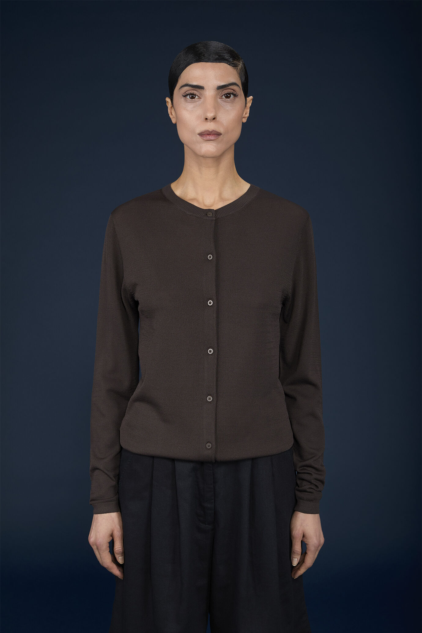 Cardigan donna girocollo image number 1