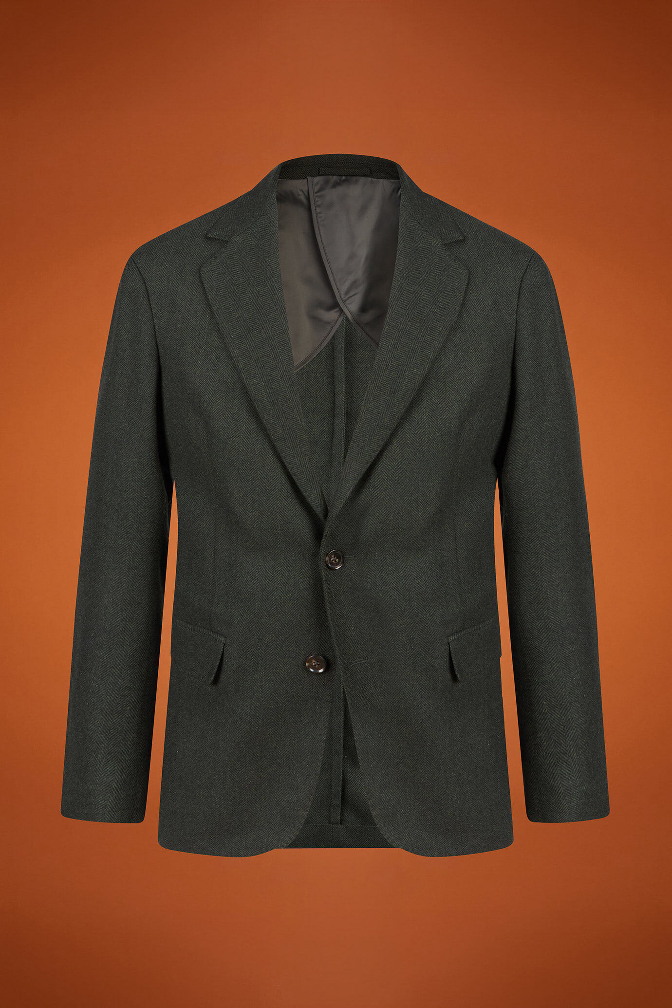 Veste homme classique à simple boutonnage, en polylaine avec motif à chevrons, coupe classique image number 4