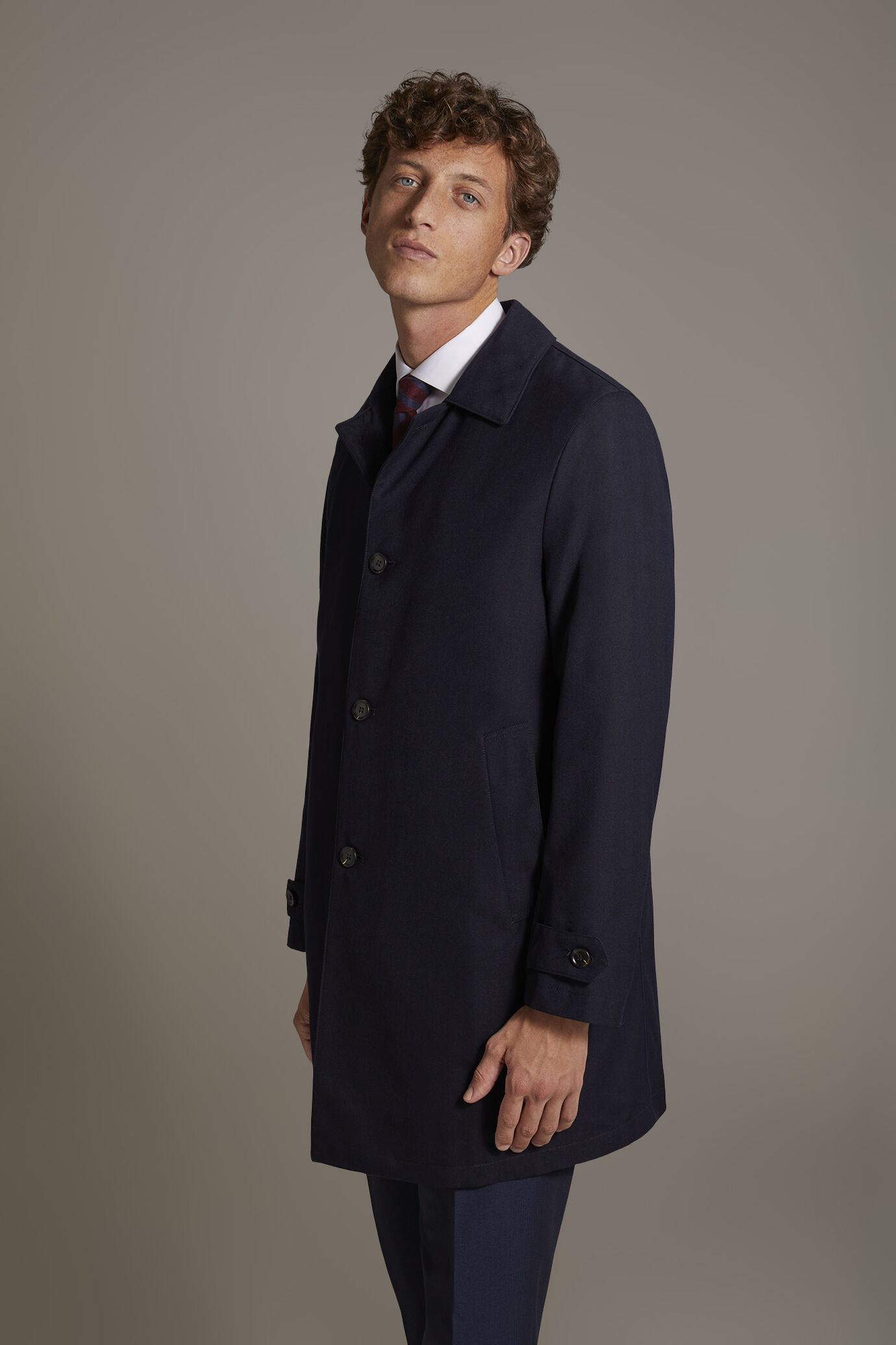 Padded coat harringobone fabric image number 2