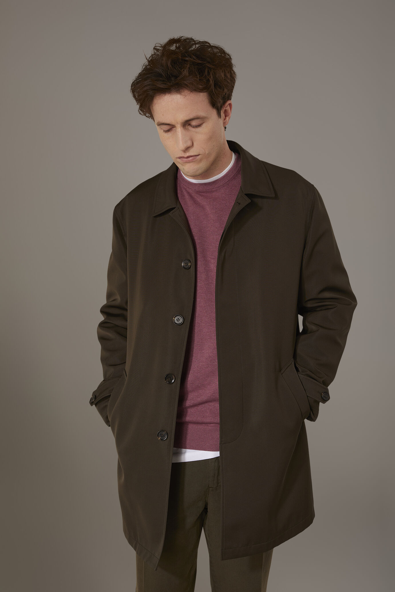 Padded raincoat in technical fabricand removable padding image number 1